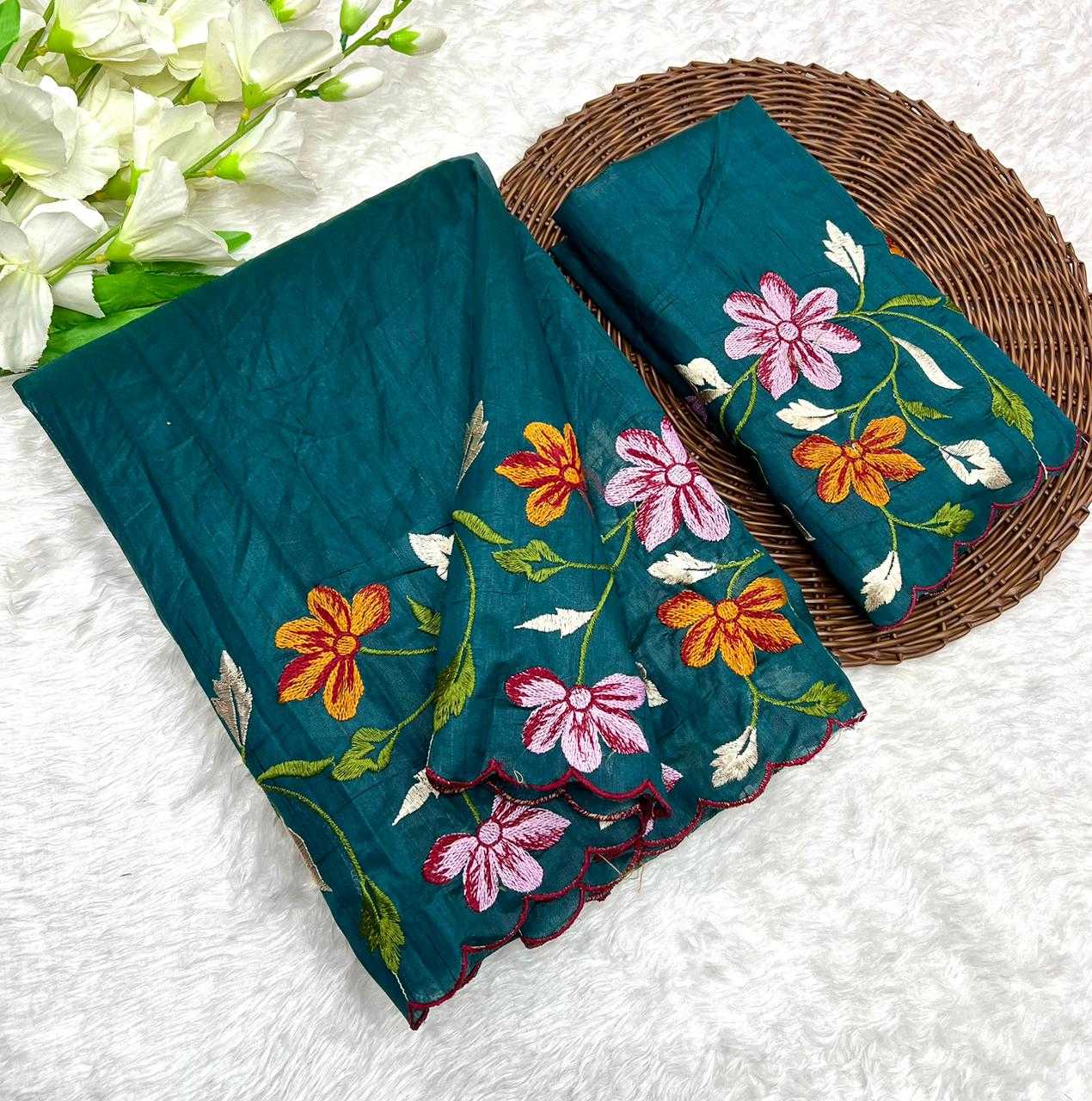 YNF TUSSAR SILK RIN199 SMH23 SAREES WHOLESALE EMBROIDERED CUT WORK SILK TUSSAR SAREES MANUFACTURER