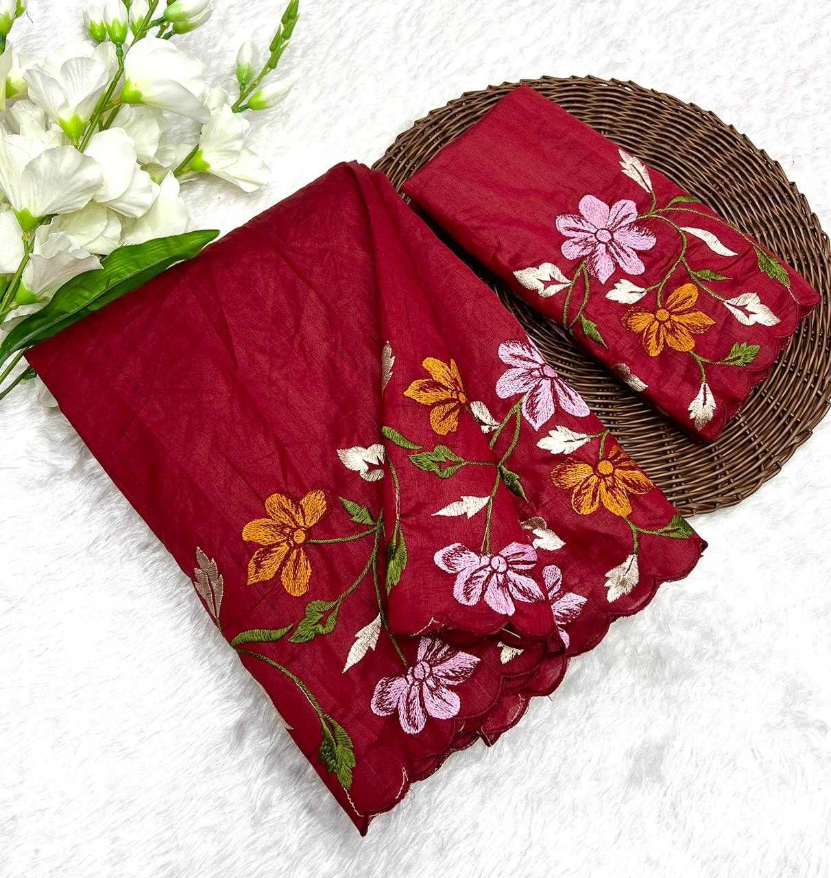 YNF TUSSAR SILK RIN199 SMH23 SAREES WHOLESALE EMBROIDERED CUT WORK SILK TUSSAR SAREES MANUFACTURER