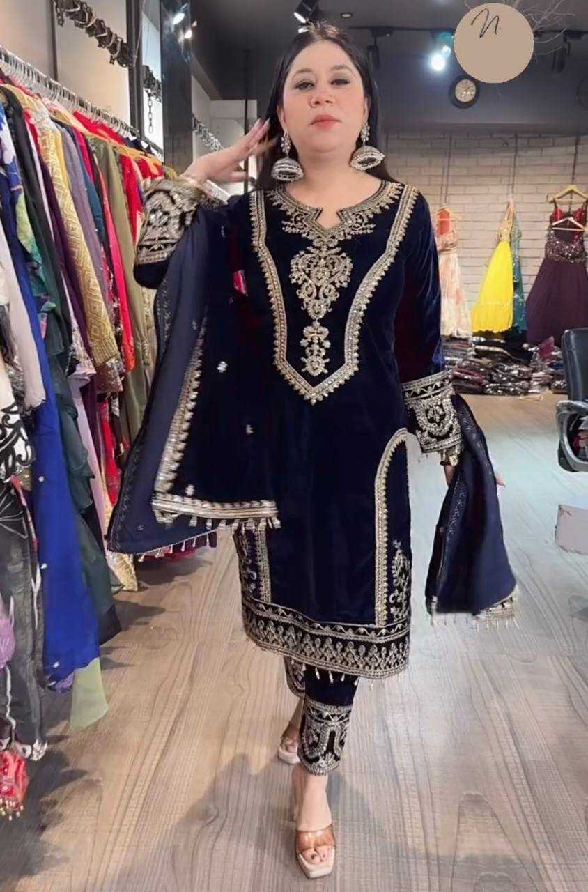 YNF VELVET KESH141 1072 SUITS & DRESSES WHOLESALE PARTY WEAR PAKISTANI EMBROIDERY VELVET EID COLLECTIONS SUITS MANUFACTURE