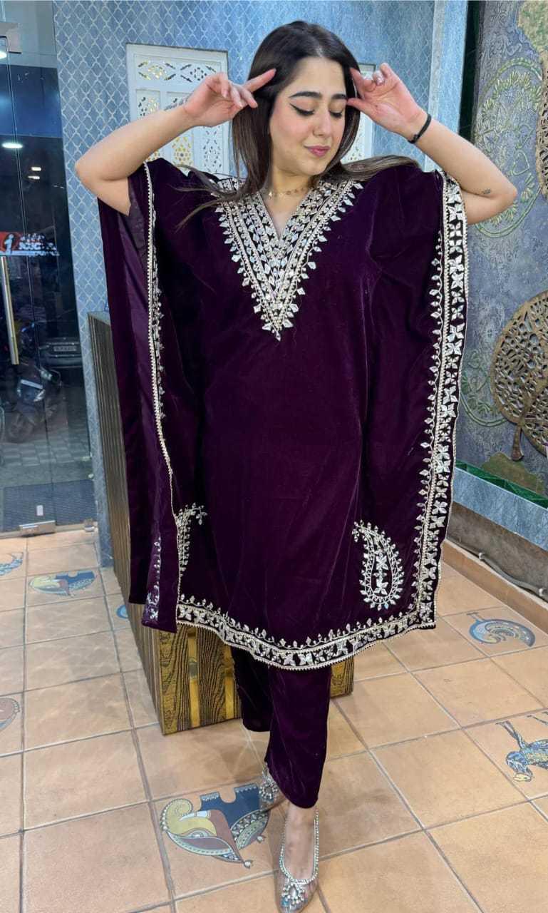 YNF VELVET KESH259 1006 KURTIS WHOLESALE EMBROIDERED PARTY WEAR KAFTAN V NECK KURTI WITH BOTTOM KURTIS MANUFACTURER