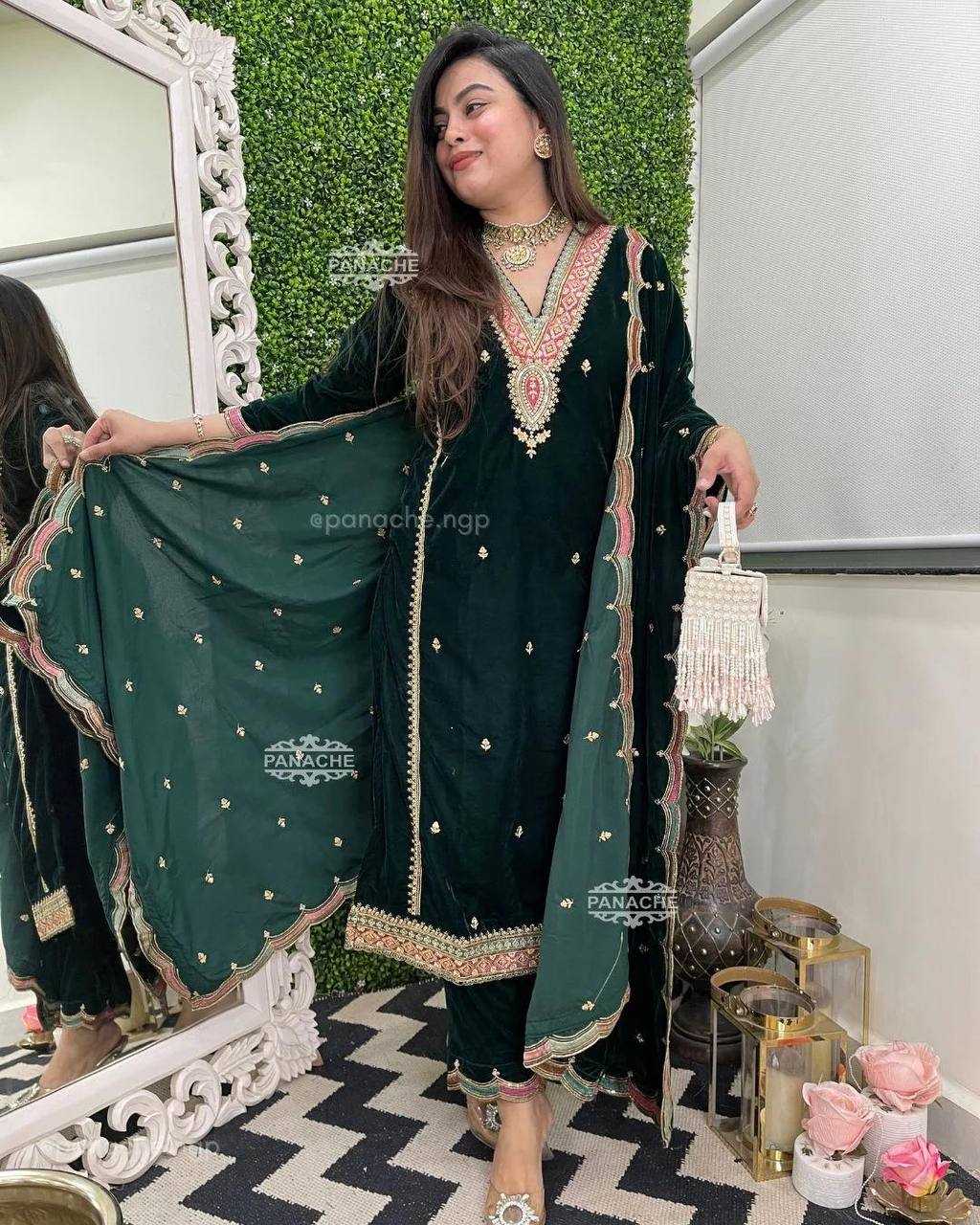 YNF VELVET RIN1411894A SUITS & DRESSES WHOLESAL PAKISTANI EMBROIDERY VELVET EID COLLECTIONS SUITS MANUFACTURE