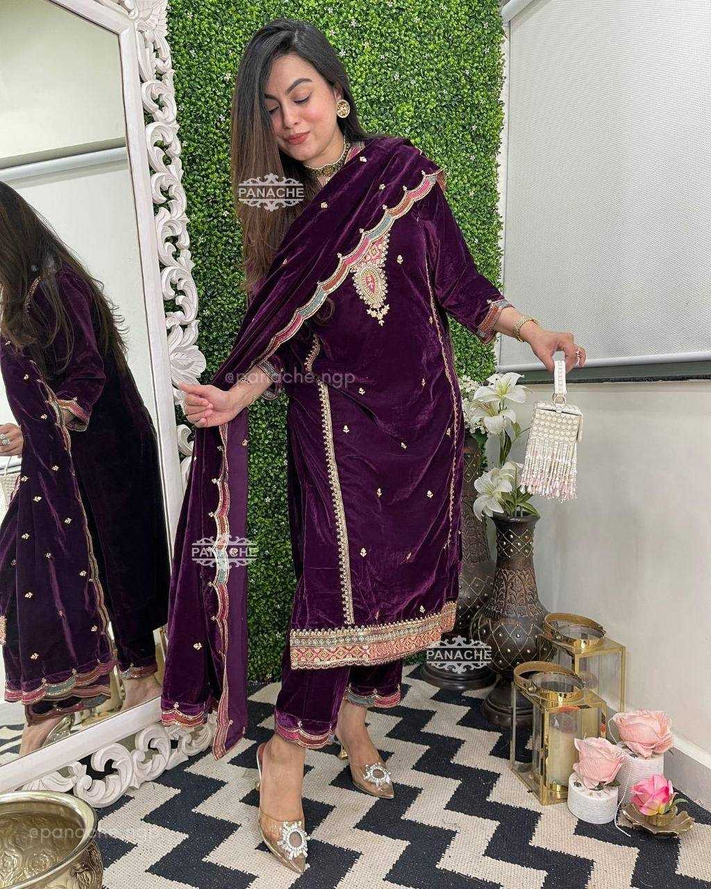 YNF VELVET RIN1411894A SUITS & DRESSES WHOLESAL PAKISTANI EMBROIDERY VELVET EID COLLECTIONS SUITS MANUFACTURE