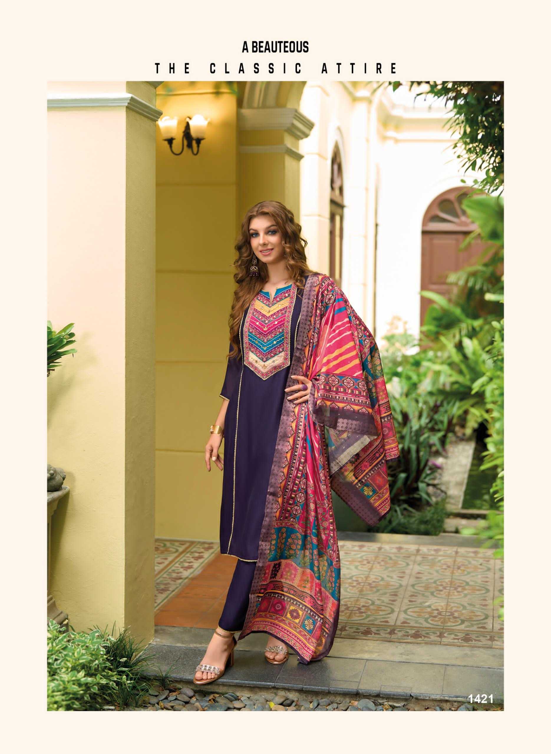 YNF VICHITRA SILK LADY LEELA KESH236 ZEENAT CLOTHING BRANDS WHOLESALE SUITS MANUFACTURER