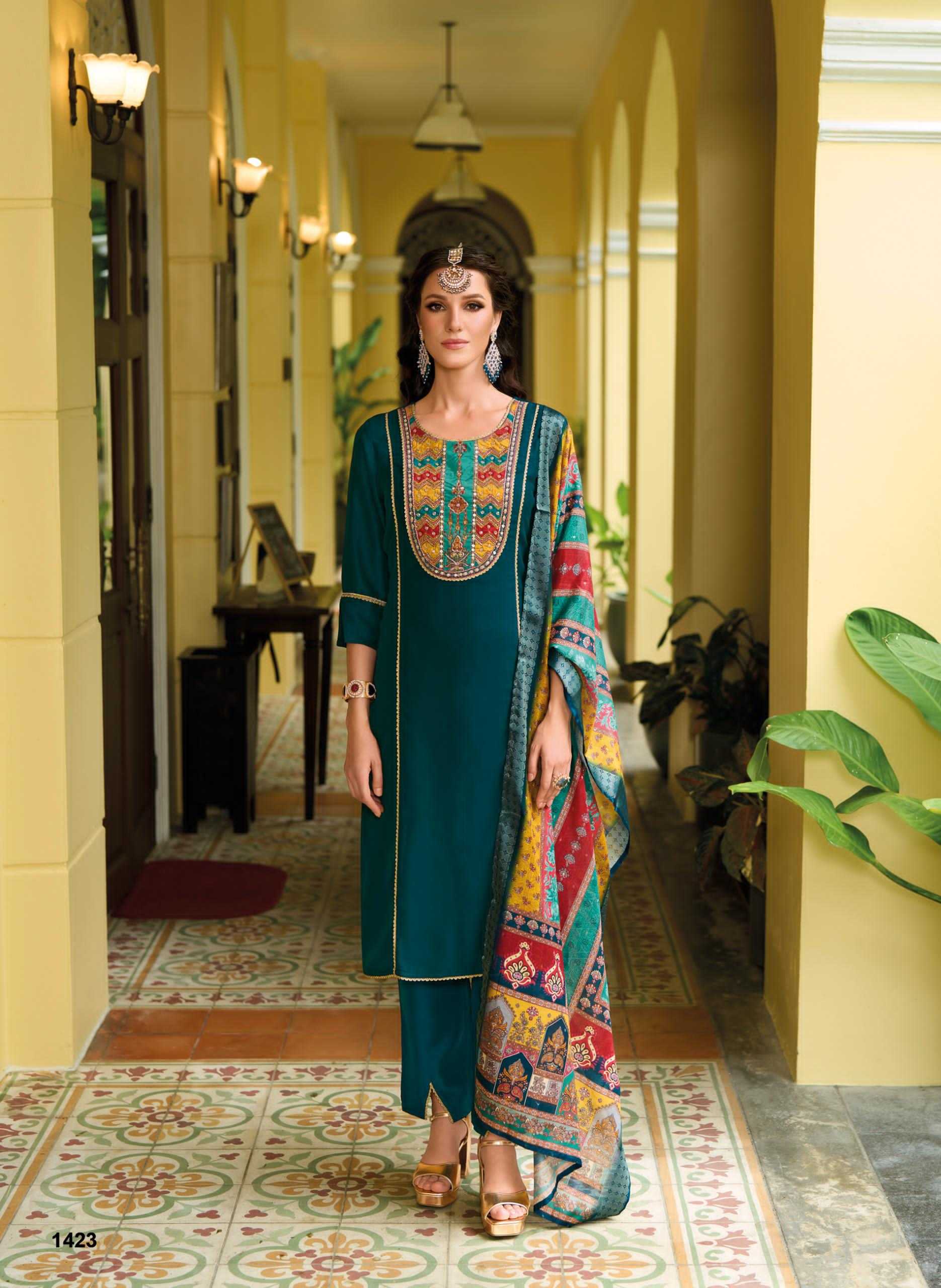 YNF VICHITRA SILK LADY LEELA KESH236 ZEENAT CLOTHING BRANDS WHOLESALE SUITS MANUFACTURER