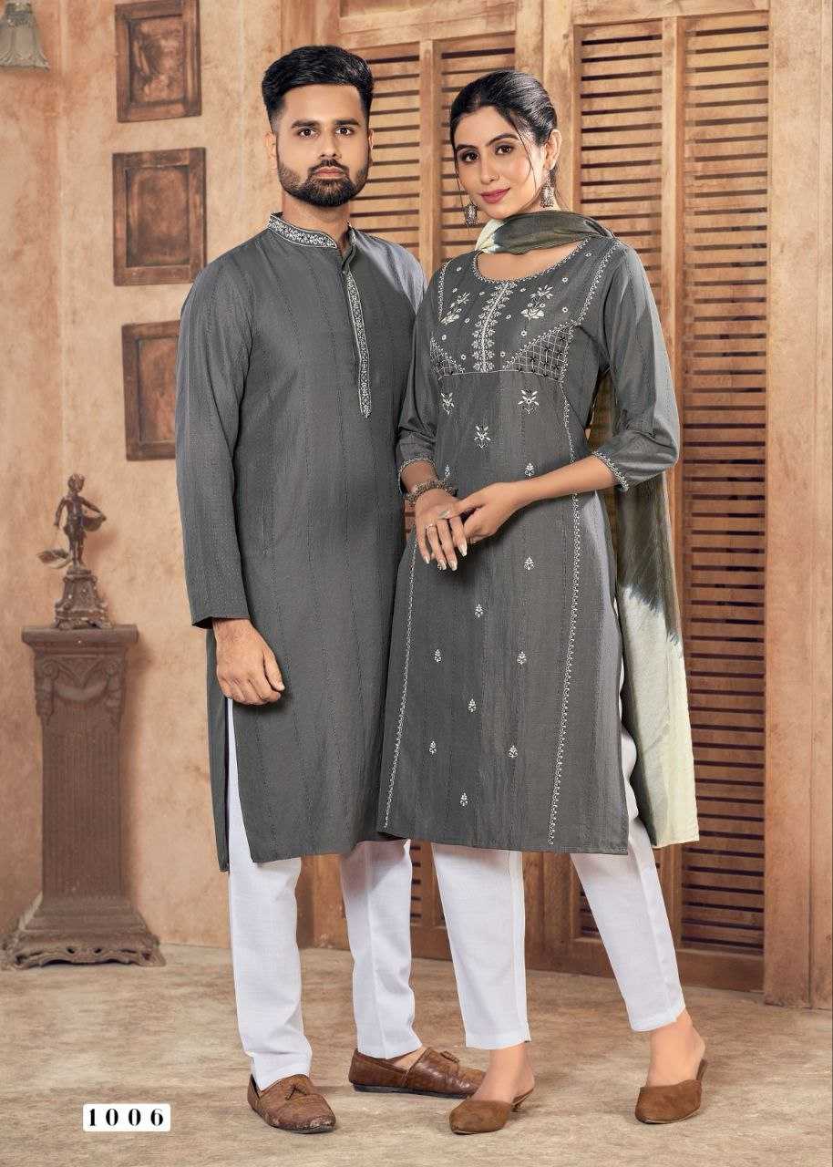 YNF VISCOSE KESH246 Soul Mates COUPLE WEAR WHOLESALE MENS KURTA PAYJAM & FEMALE KURTIS BOTTOM MANUFACTURER