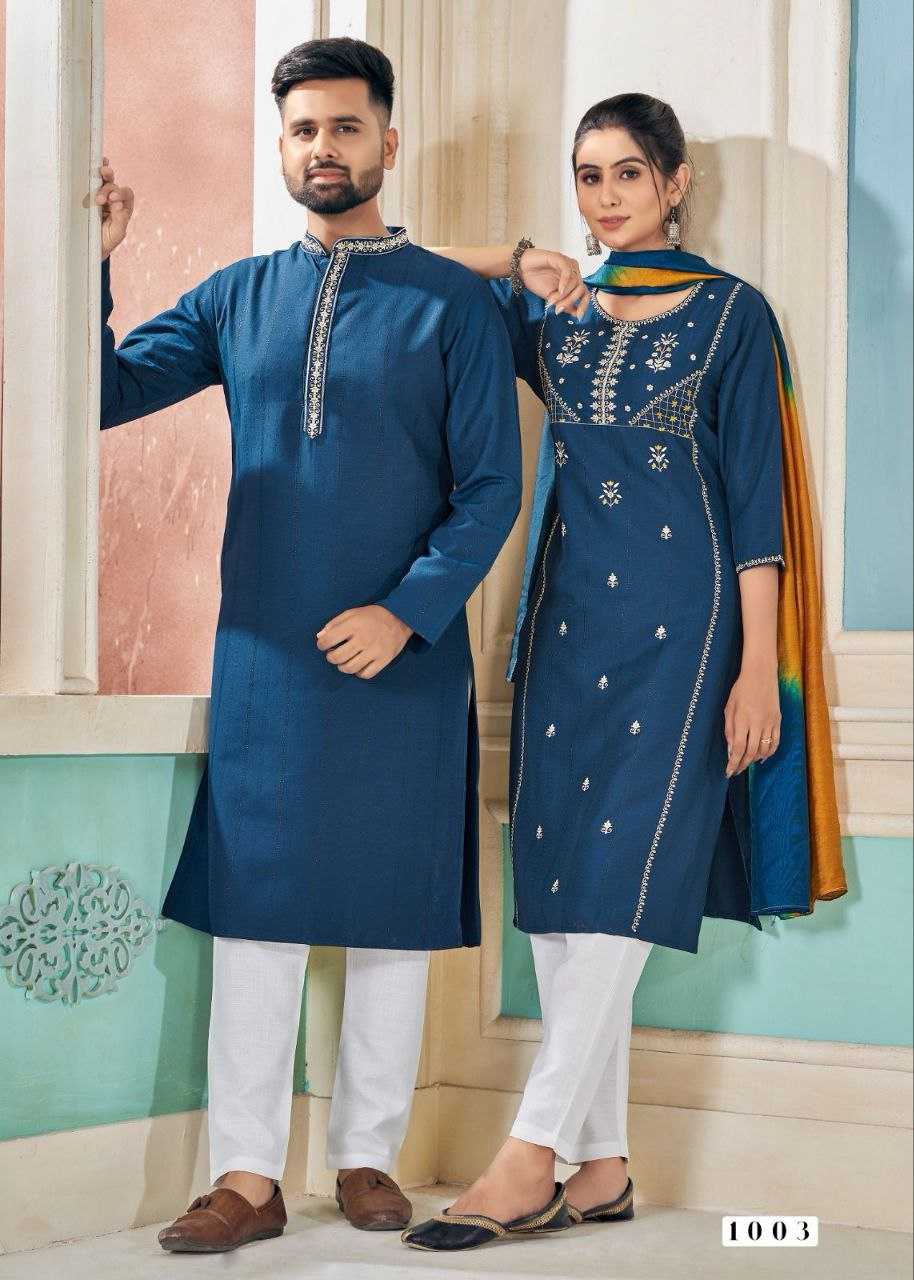 YNF VISCOSE KESH246 Soul Mates COUPLE WEAR WHOLESALE MENS KURTA PAYJAM & FEMALE KURTIS BOTTOM MANUFACTURER