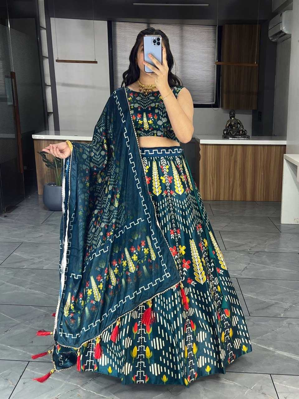 Ynf Art Silk RIN119 6134 Lehengas Wholesale Designer Lehenga Printed Lehenga Gota Patti Lehenga Manufacturer