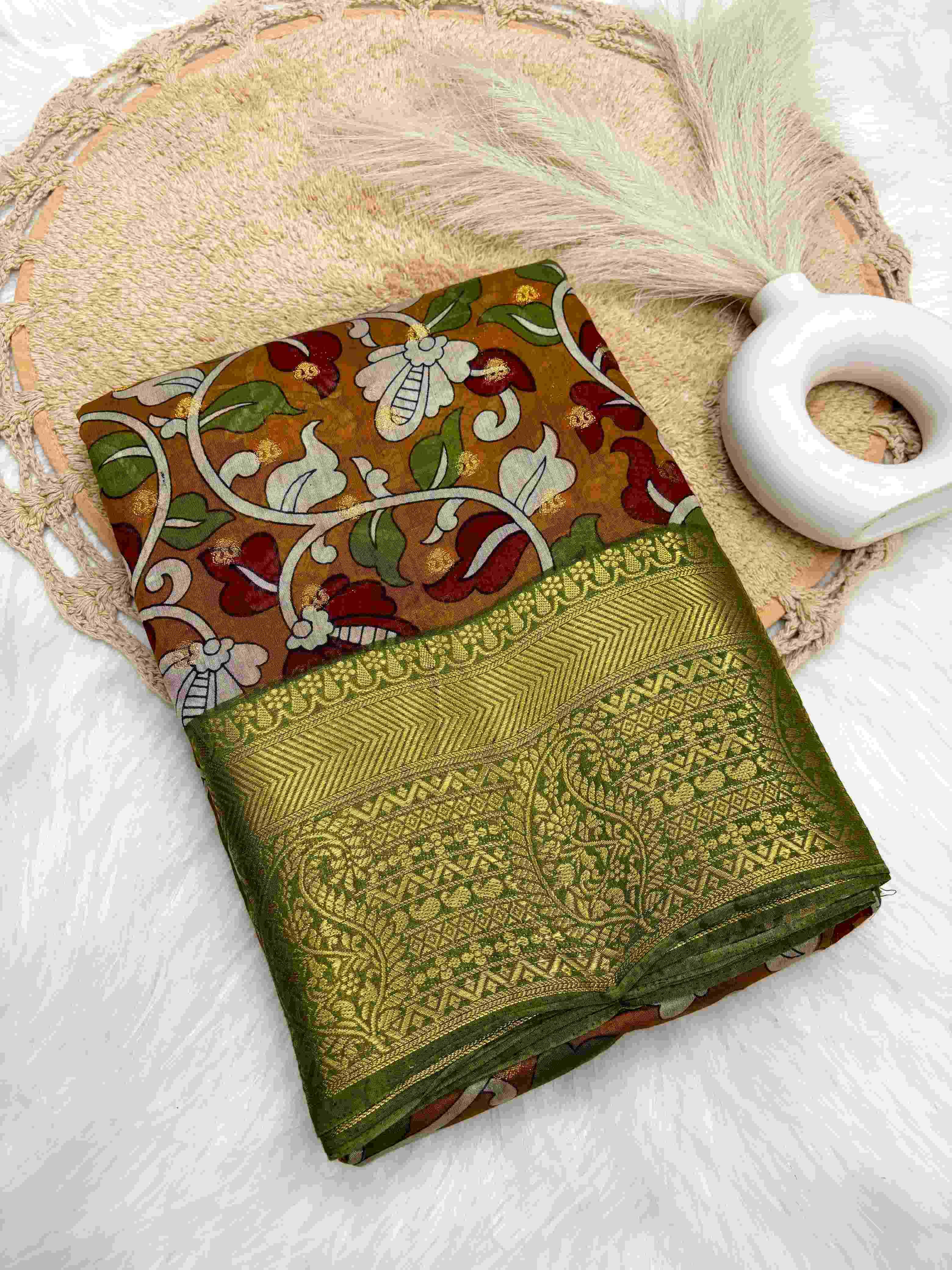 YNF CHANDERI COTTON RIN193 APN31 SAREE WHOLESALE KALAMKAR CHANDERI ZARI SAREE MANUFACTURER