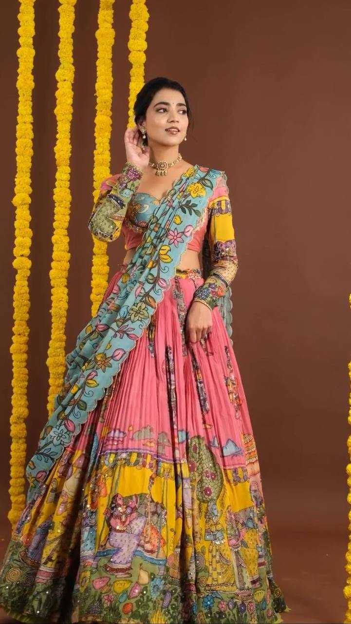 Ynf Chent Crep KESH119 462 Lehengas Wholesale Kalamkari Lehenga Printed Lehenga Lehenga With Dupatta Manufacturer