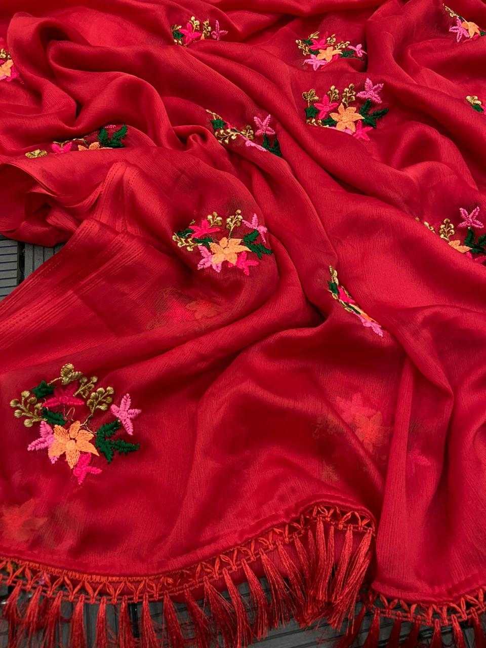 YNF CHIFFON KESH391 837 SAREE WHOLESALE CHIFFON SATIN EMBROIDERED SAREE MANUFACTURER