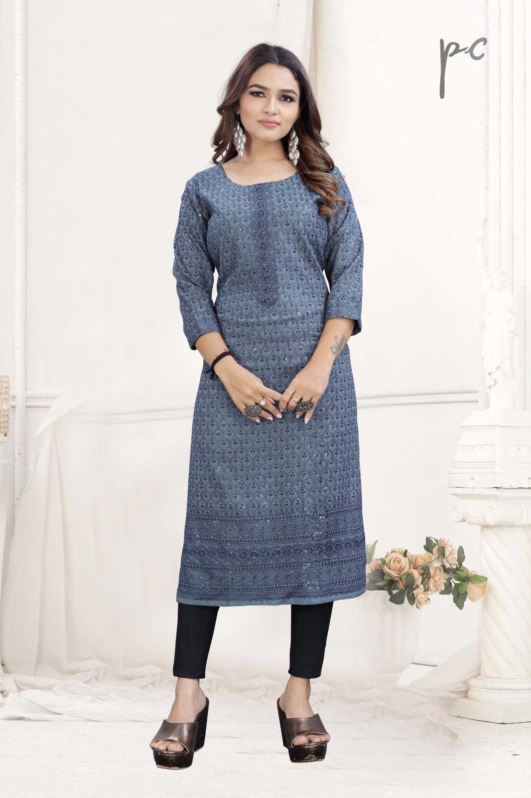 YNF CHIKAN KESH258 VDA100 KURTI WHOLESALE DESIGNER RAYON CHIKAN KURTI MANUFACTURER