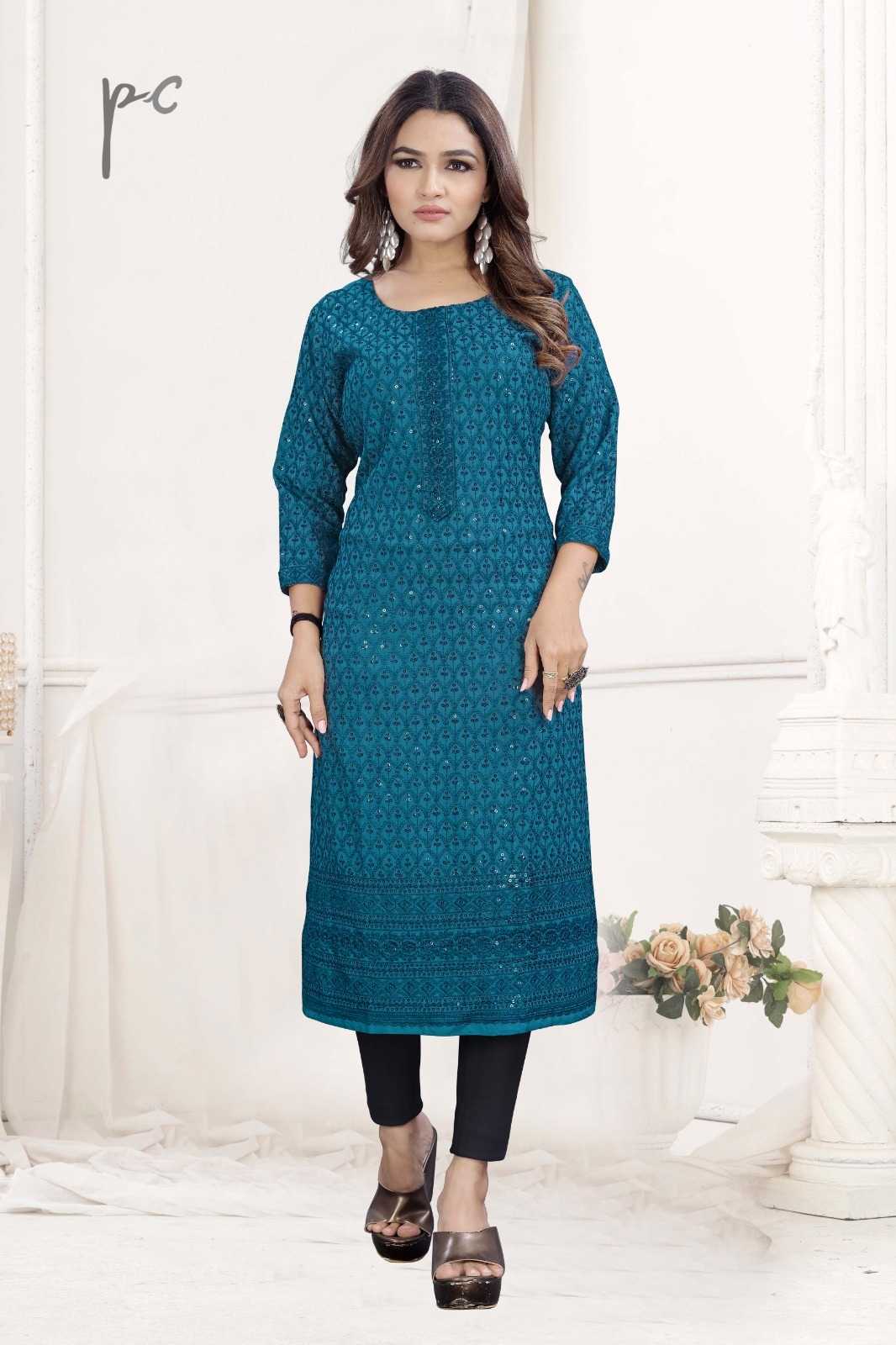 YNF CHIKAN KESH258 VDA100 KURTI WHOLESALE DESIGNER RAYON CHIKAN KURTI MANUFACTURER