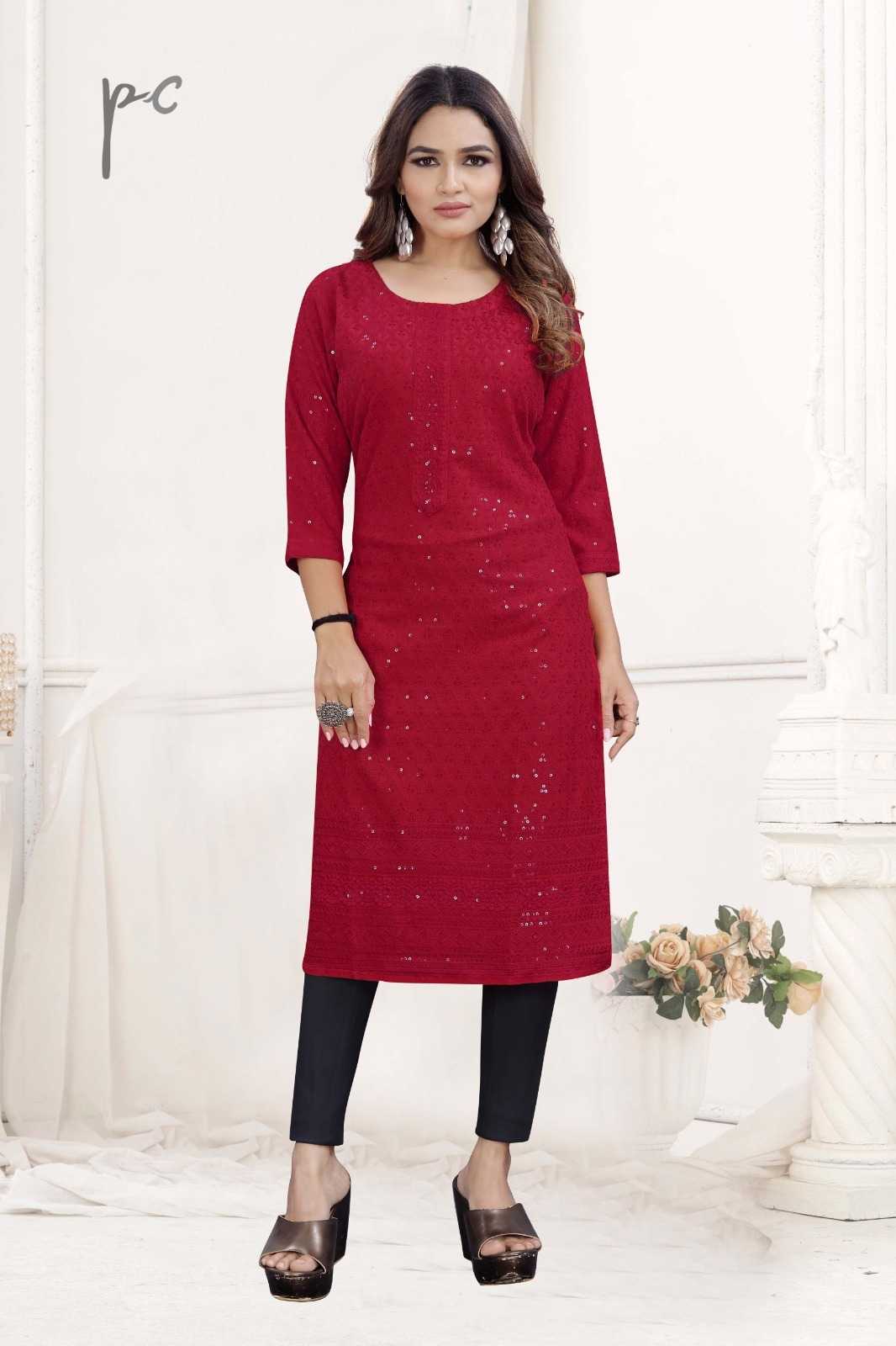 YNF CHIKAN KESH258 VDA100 KURTI WHOLESALE DESIGNER RAYON CHIKAN KURTI MANUFACTURER