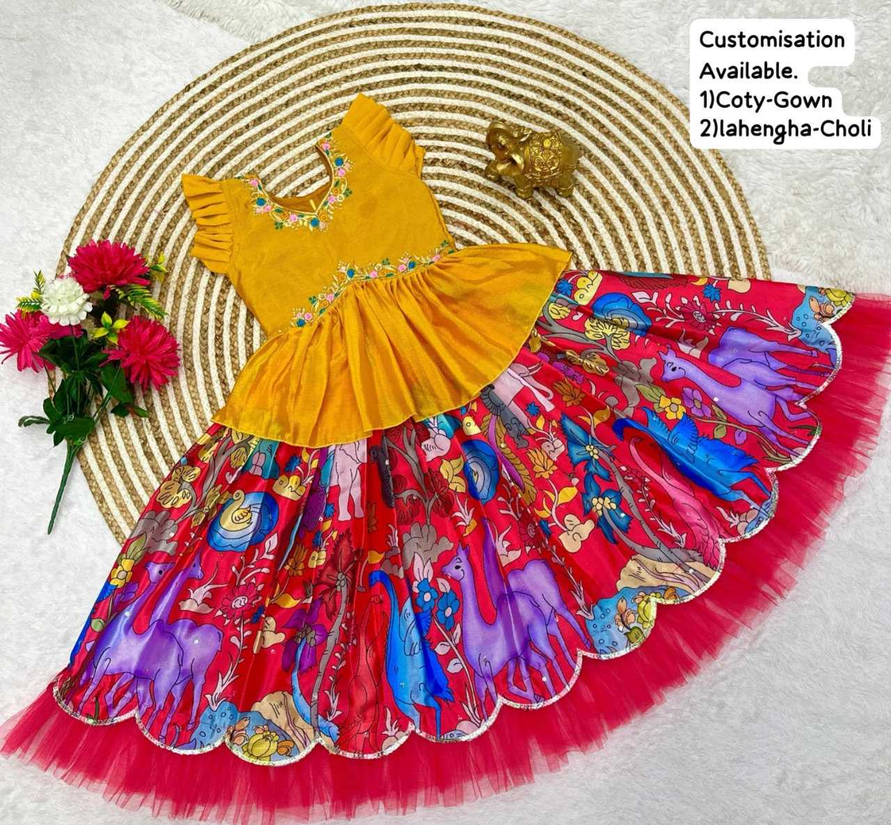 Ynf Chinon KESH109 RRKT81 Kids Wear Wholesale Kids Lehenga Kids Gown Baby Girl Lehenga Manufacturer