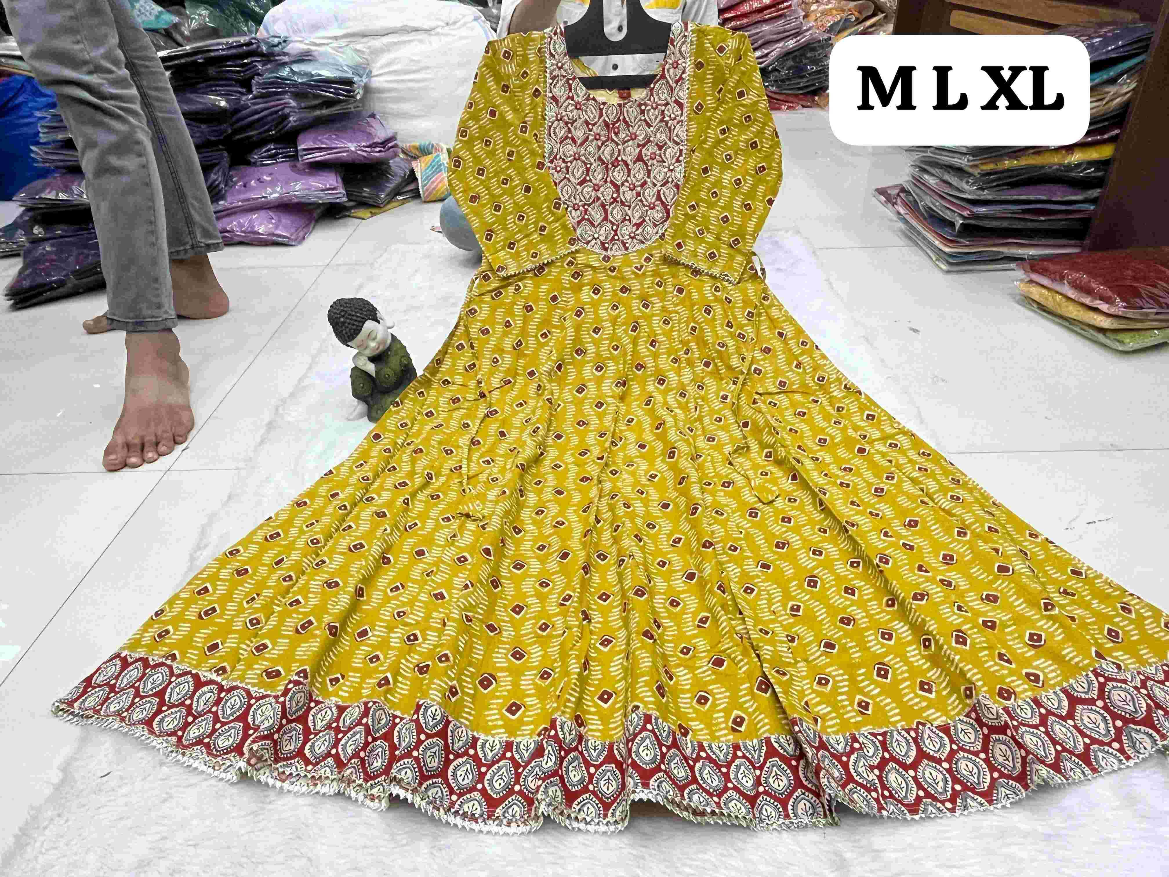 Ynf Cotton KESH258 VDA40 Gowns Wholesale Printed Gowns Fancy Gowns Long Gowns Manufacturer