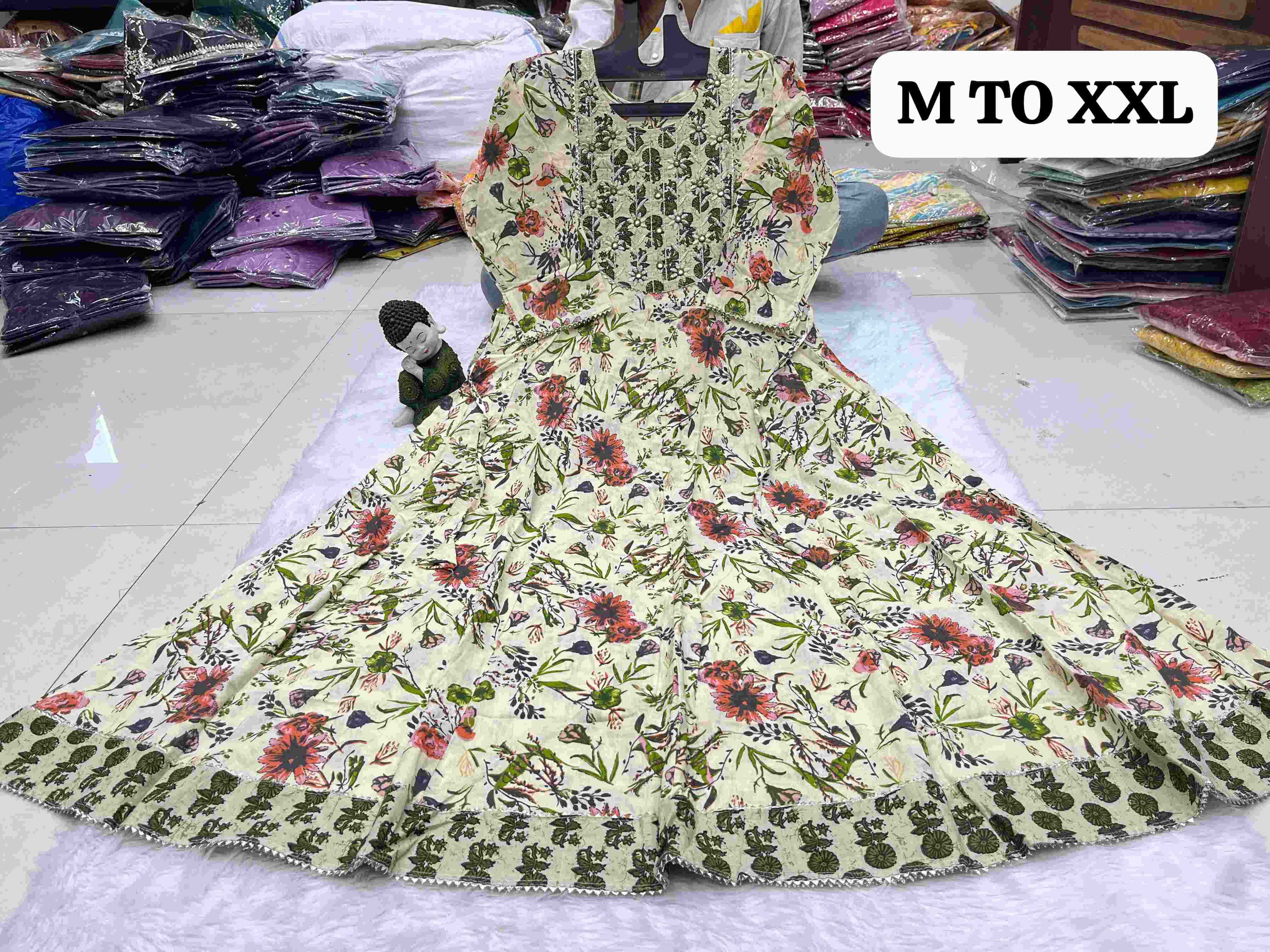 Ynf Cotton KESH258 VDA40 Gowns Wholesale Printed Gowns Fancy Gowns Long Gowns Manufacturer