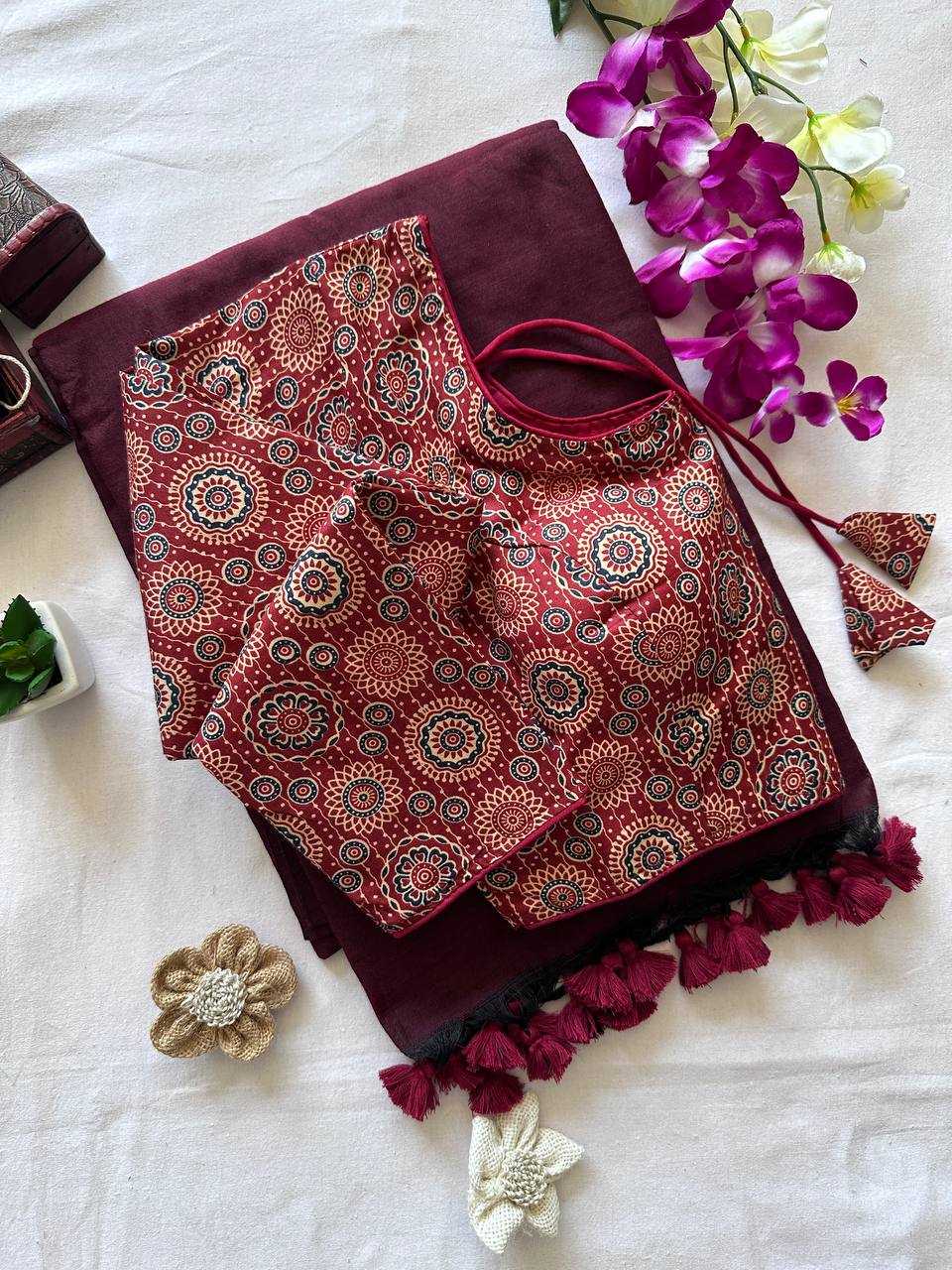 YNF COTTON KESH375 VRS12 SAREE WHOLESALER AJRAK COTTON DESIGNER SAREES MANUFACTURER