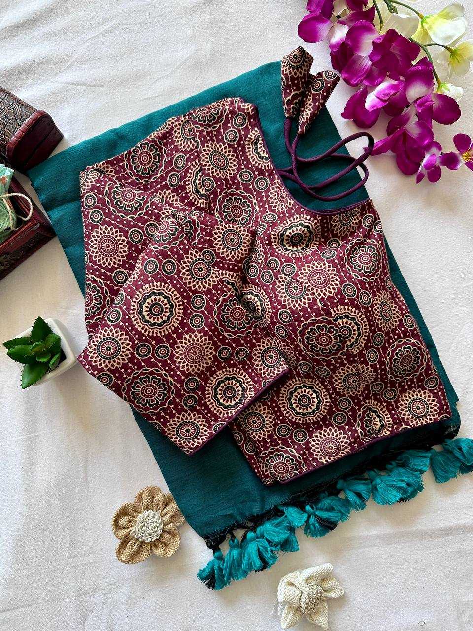 YNF COTTON KESH375 VRS12 SAREE WHOLESALER AJRAK COTTON DESIGNER SAREES MANUFACTURER