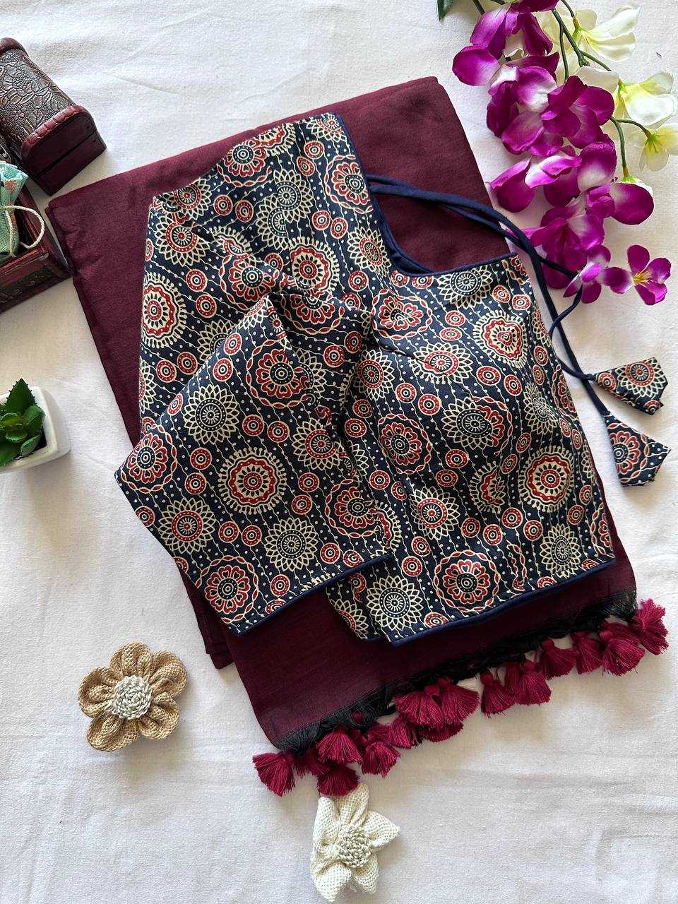 YNF COTTON KESH375 VRS12 SAREE WHOLESALER AJRAK COTTON DESIGNER SAREES MANUFACTURER