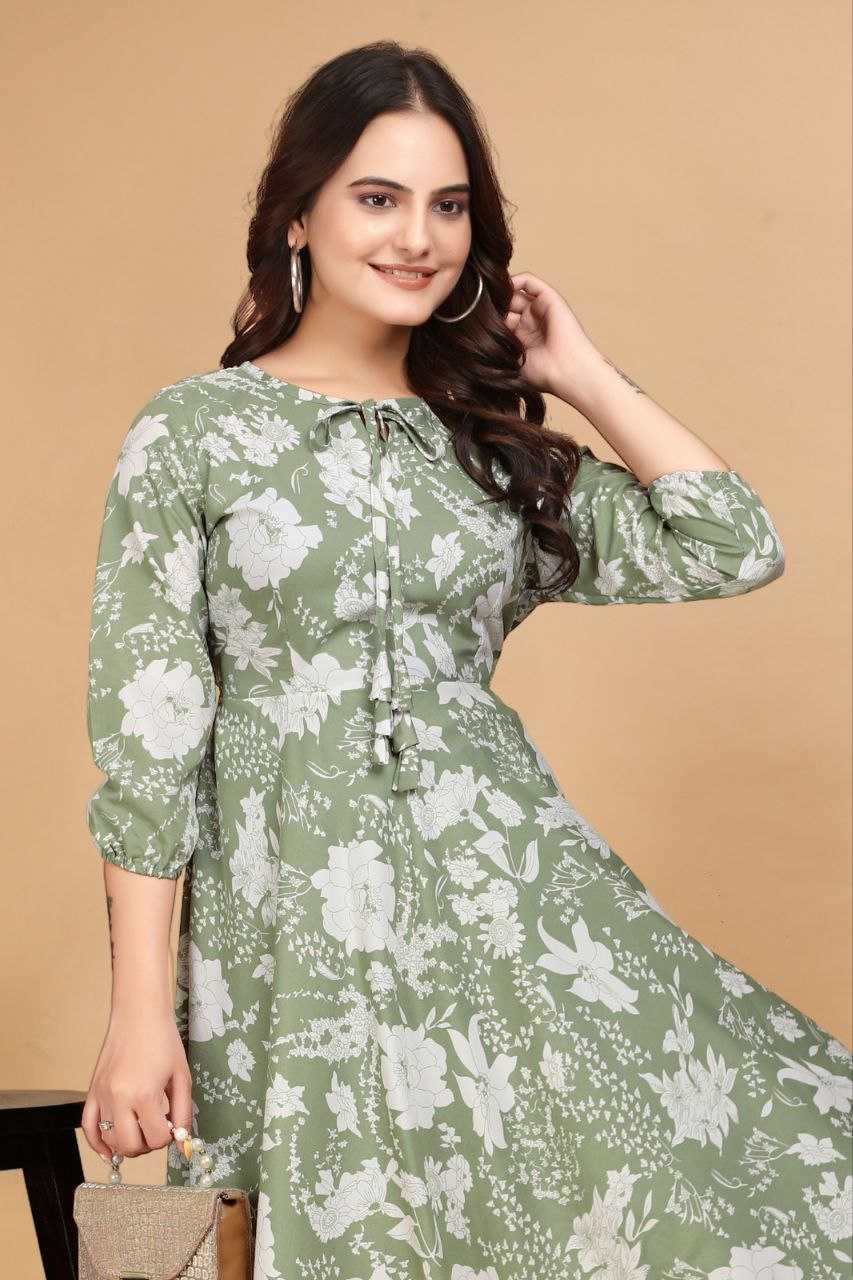 YNF CREPE KESH407 RMT63 WHOLESALE ONE PIECE DRESS WESTERN WEAR MANUFACTURER