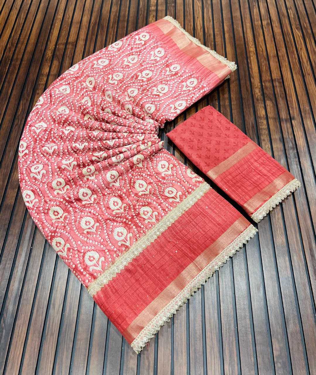 YNF DOLA SILK KESH384 821 SAREES WHOLESALE EMBROIDERED BANDHANI SEQUENCE SAREES MANUFACTURER