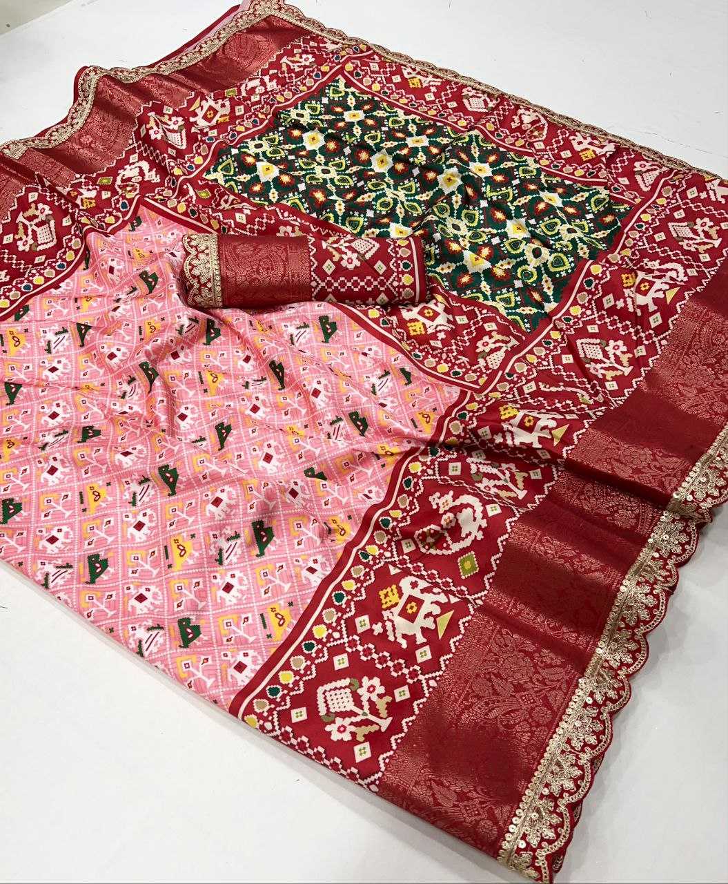 YNF DOLA SILK KESH384 827 SAREES WHOLESALE KALAMKARI SILK BANDHANI SAREES MANUFACTURER