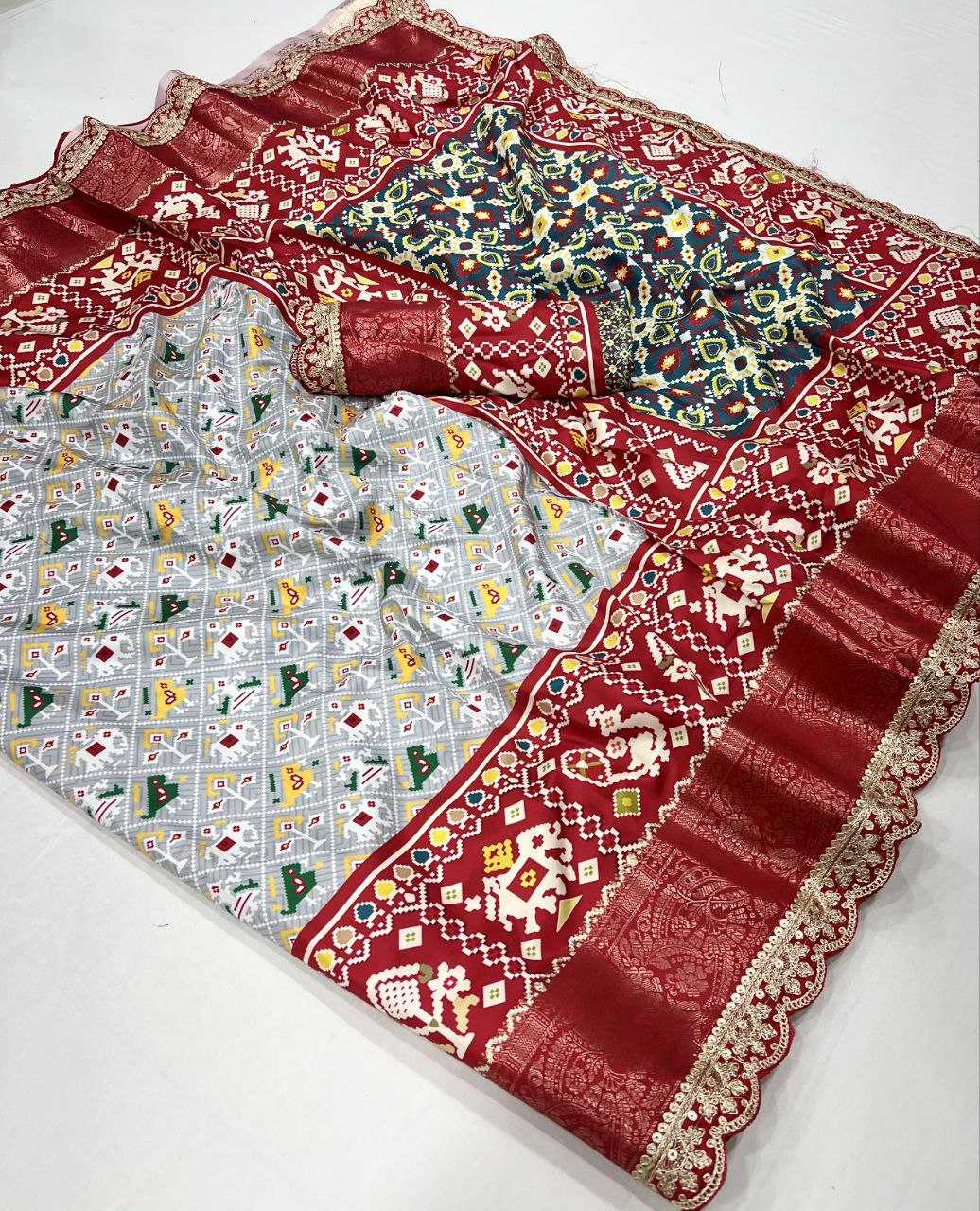 YNF DOLA SILK KESH384 827 SAREES WHOLESALE KALAMKARI SILK BANDHANI SAREES MANUFACTURER