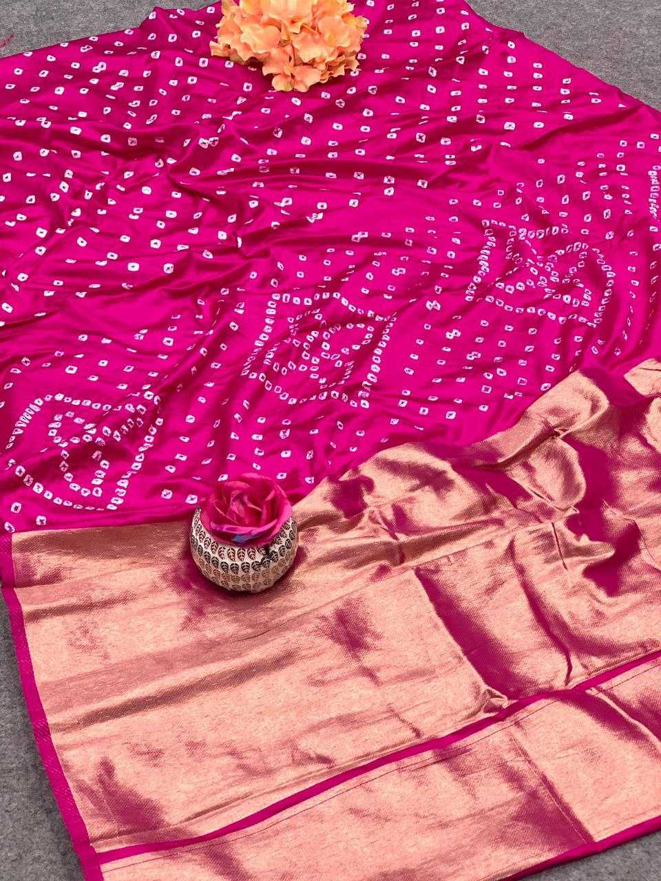 YNF GAJI SILK RIN144 KASHISH SAREES WHOLESALE BANDHANI BANDHEJ SILK HAND WORK SAREES MANUFACTURER