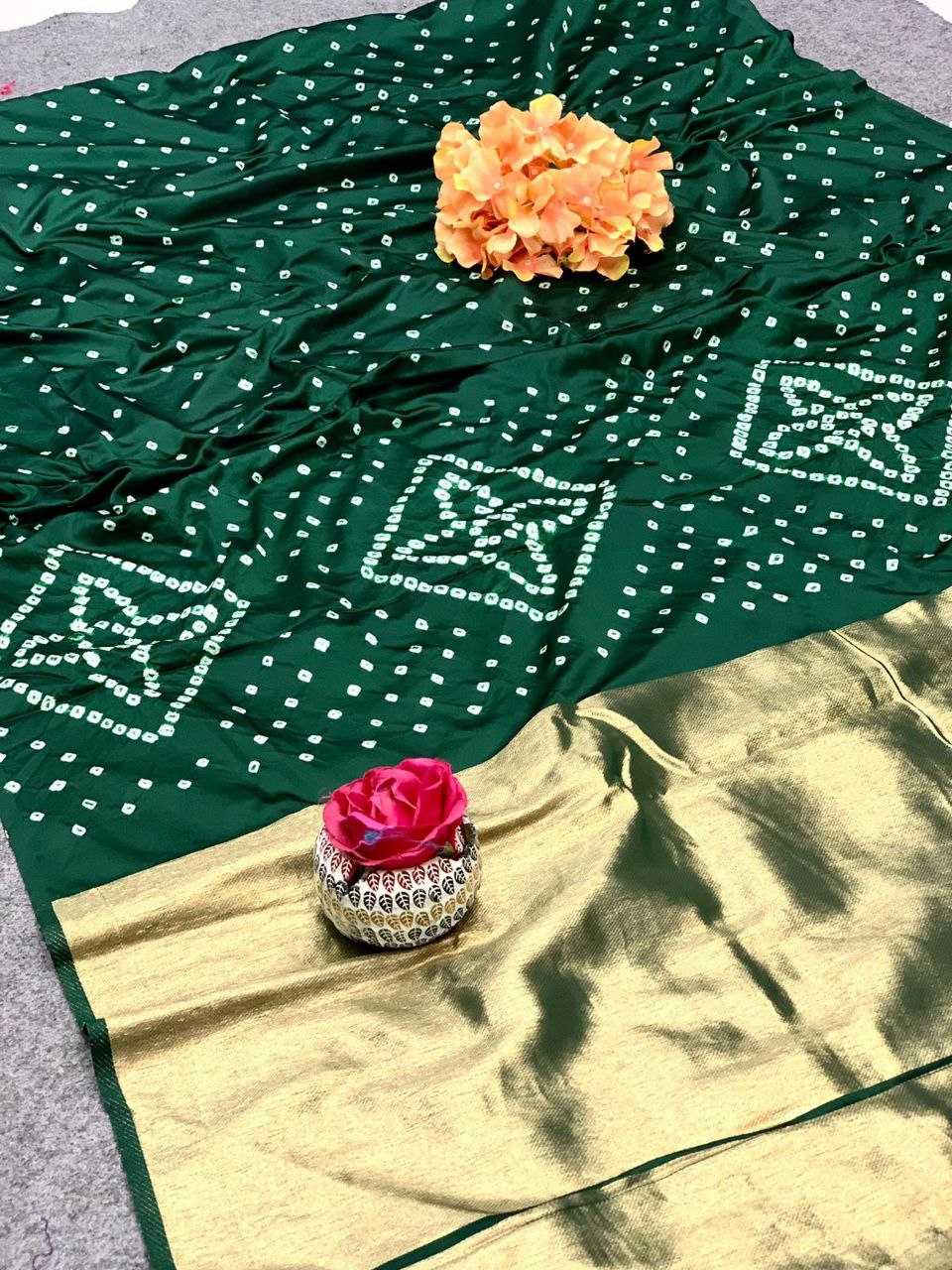 YNF GAJI SILK RIN144 KASHISH SAREES WHOLESALE BANDHANI BANDHEJ SILK HAND WORK SAREES MANUFACTURER