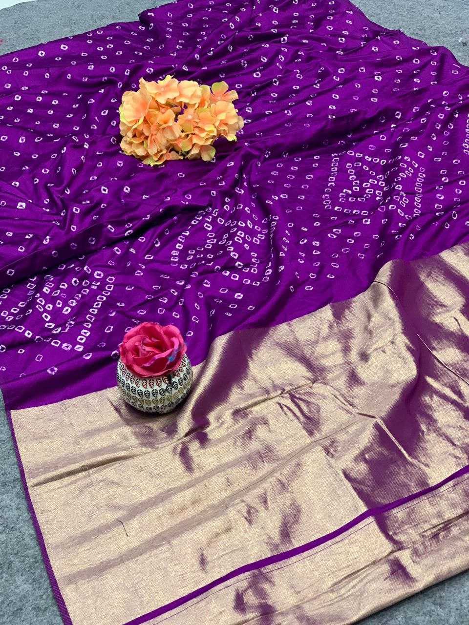 YNF GAJI SILK RIN144 KASHISH SAREES WHOLESALE BANDHANI BANDHEJ SILK HAND WORK SAREES MANUFACTURER