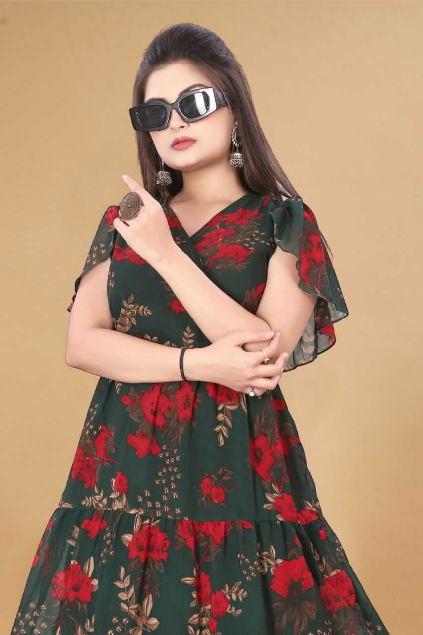 YNF GEORGETTE KESH407 RMT56 WHOLESALE ONE PIECE DRESS WESTERN WEAR MANUFACTURER