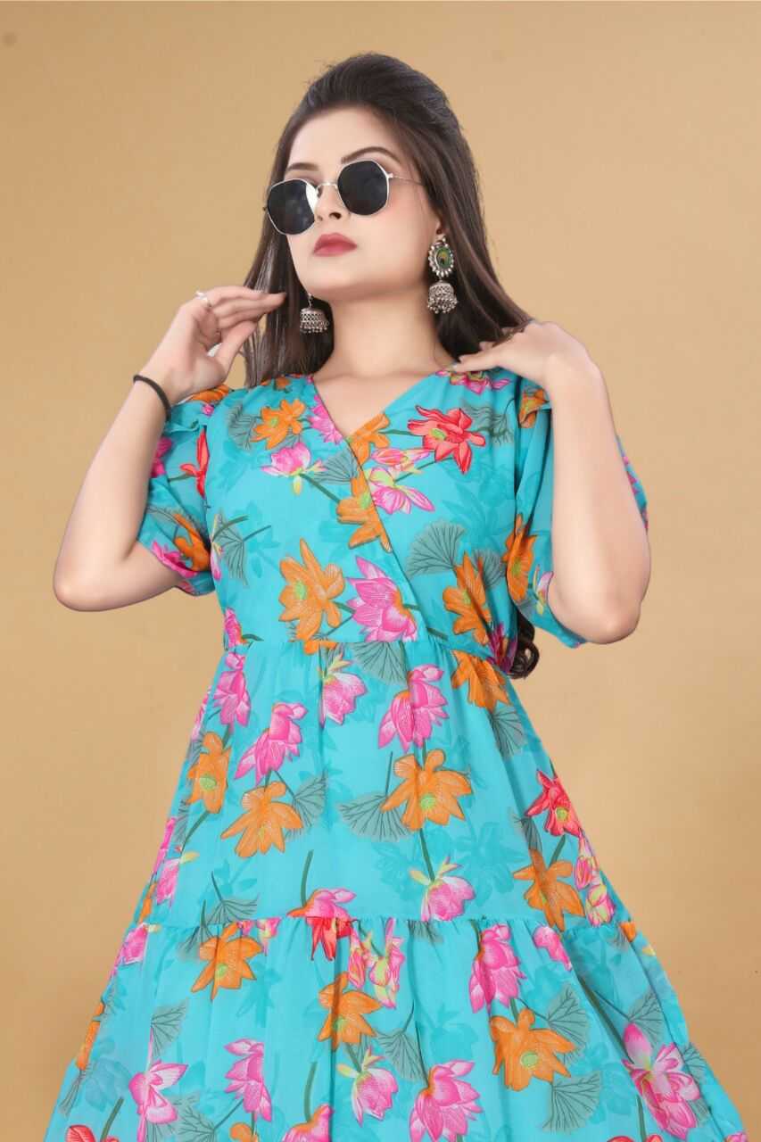 YNF GEORGETTE KESH407 RMT56 WHOLESALE ONE PIECE DRESS WESTERN WEAR MANUFACTURER