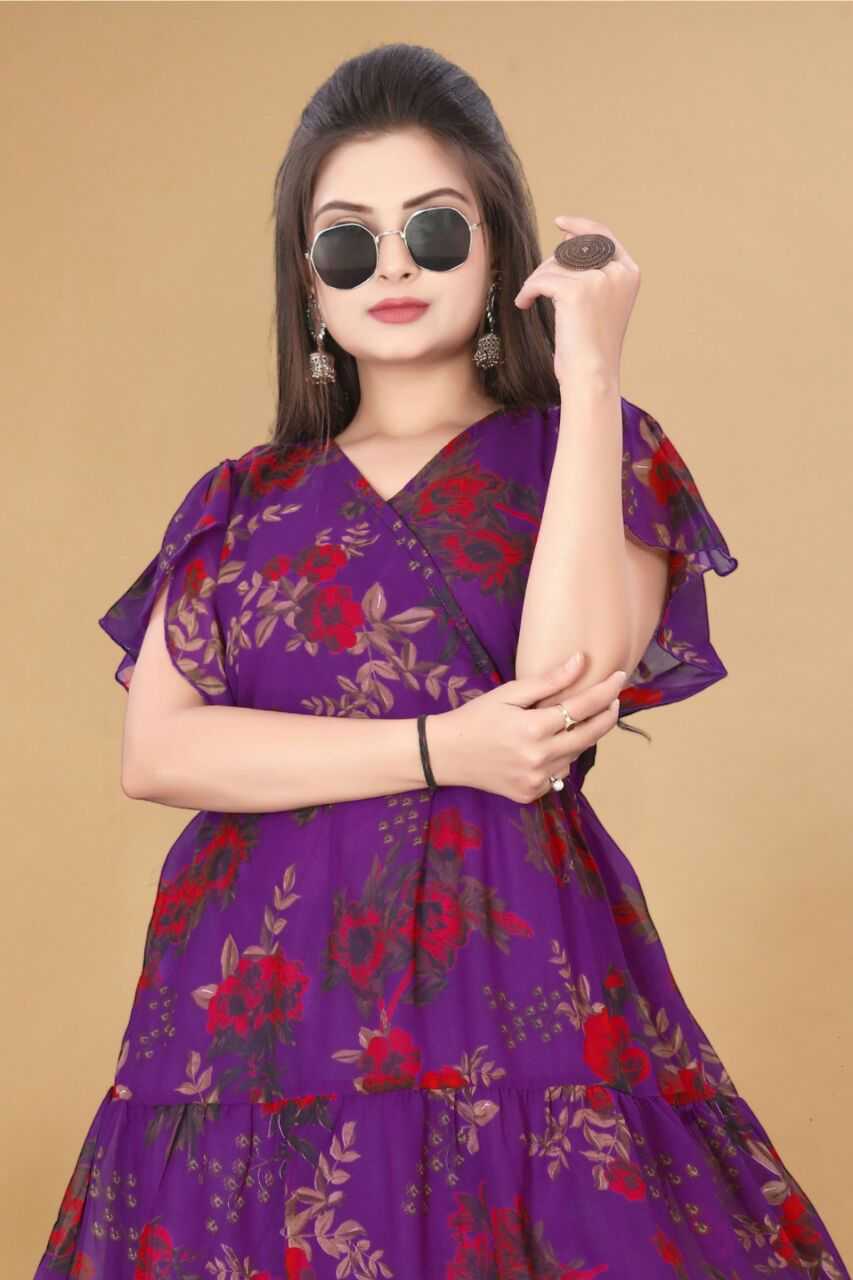 YNF GEORGETTE KESH407 RMT56 WHOLESALE ONE PIECE DRESS WESTERN WEAR MANUFACTURER