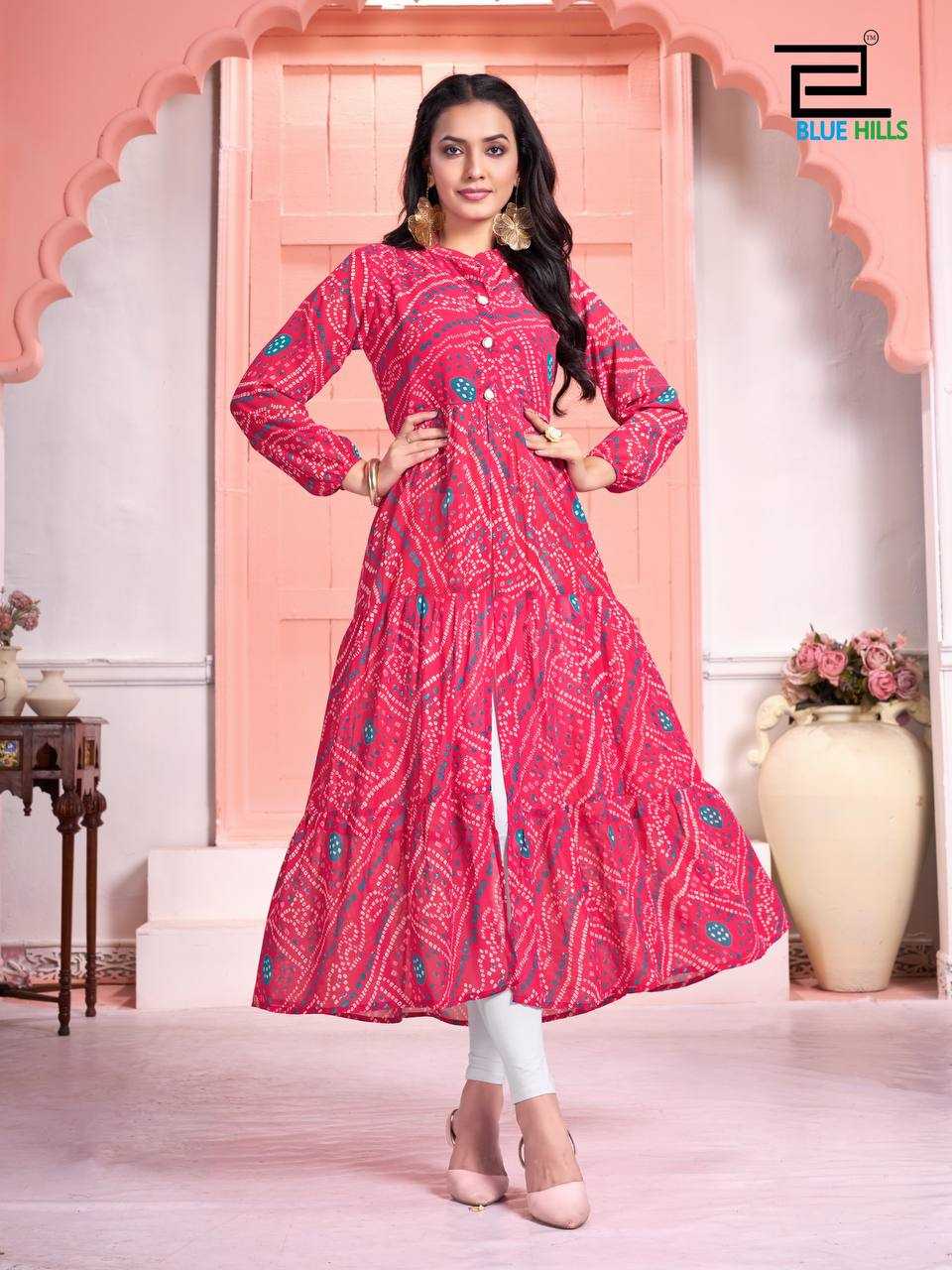 YNF GEORGETTE RIN125 Bandhej WESTERN WEARS WHOLESALE ONE PIECE DRESS MANUFACTURER