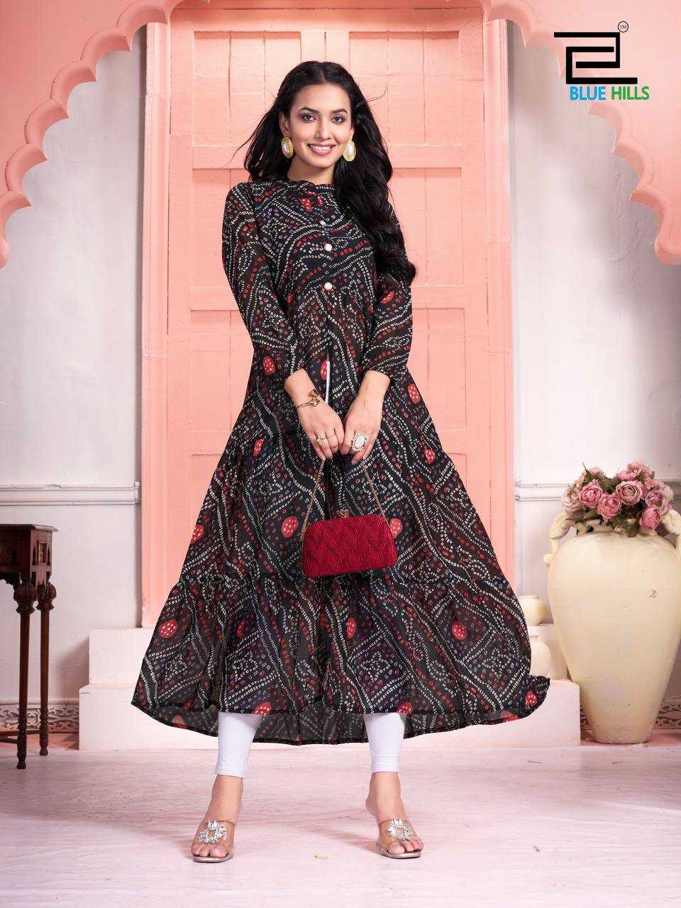 YNF GEORGETTE RIN125 Bandhej WESTERN WEARS WHOLESALE ONE PIECE DRESS MANUFACTURER