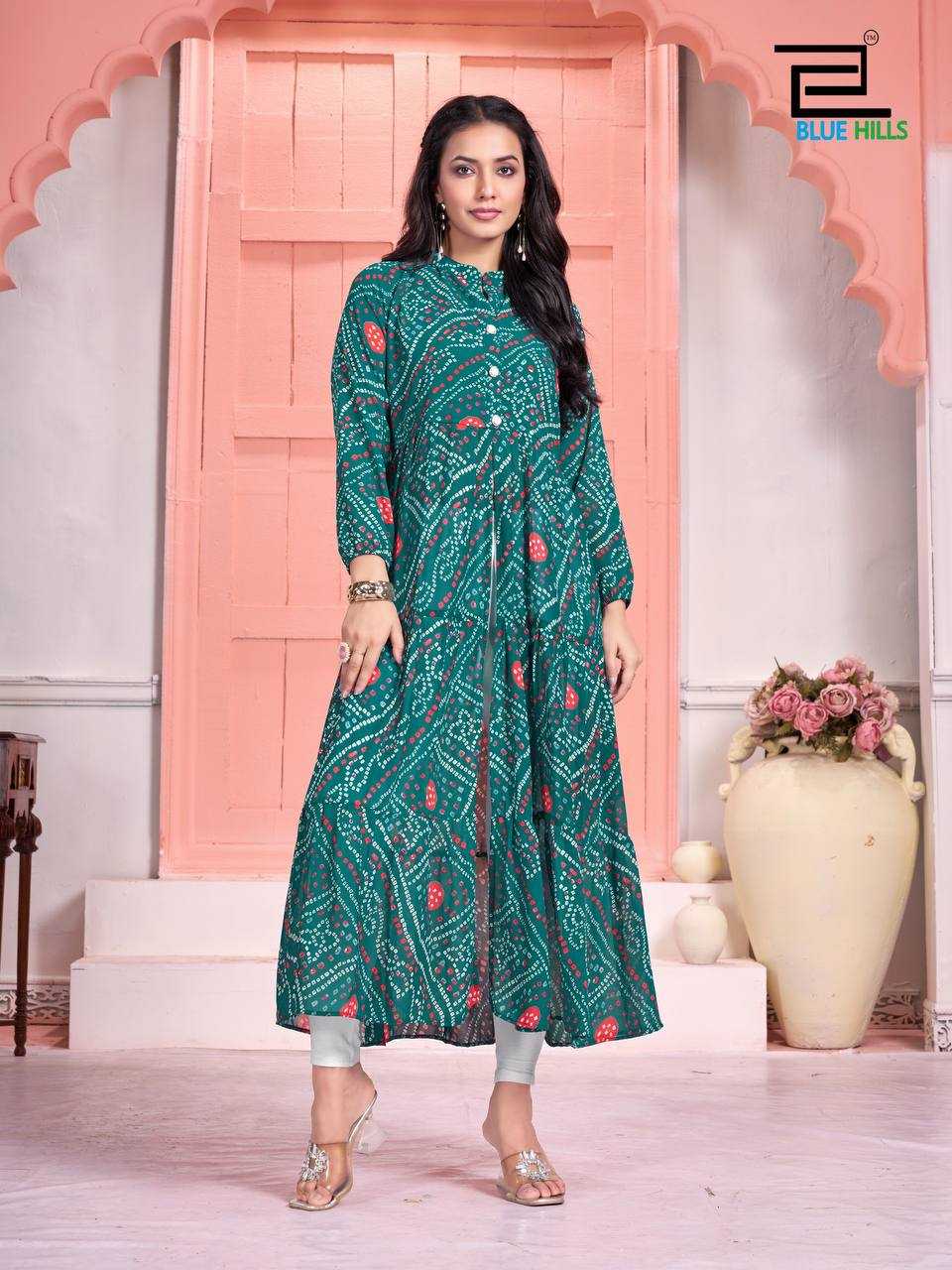 YNF GEORGETTE RIN125 Bandhej WESTERN WEARS WHOLESALE ONE PIECE DRESS MANUFACTURER