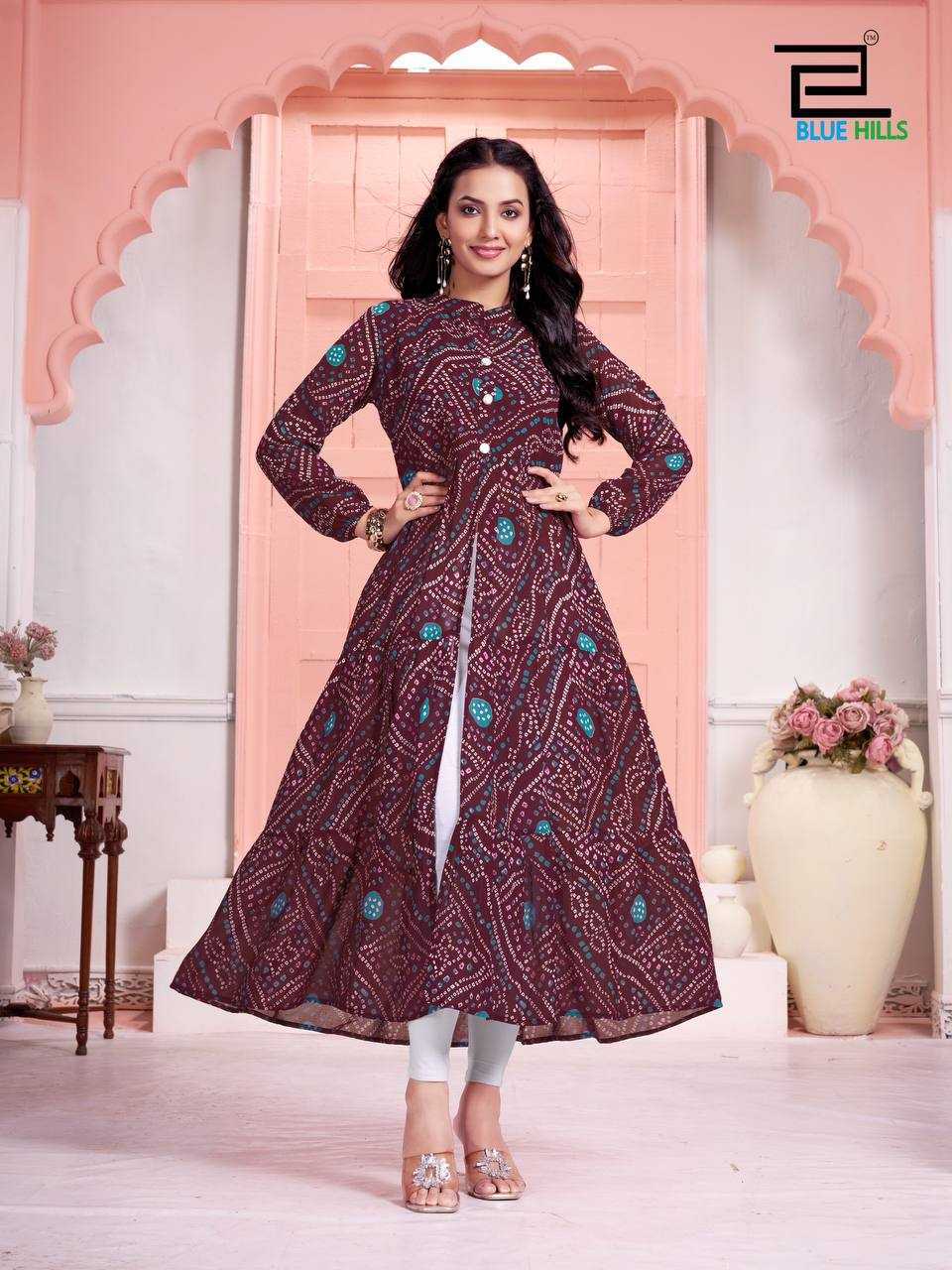 YNF GEORGETTE RIN125 Bandhej WESTERN WEARS WHOLESALE ONE PIECE DRESS MANUFACTURER