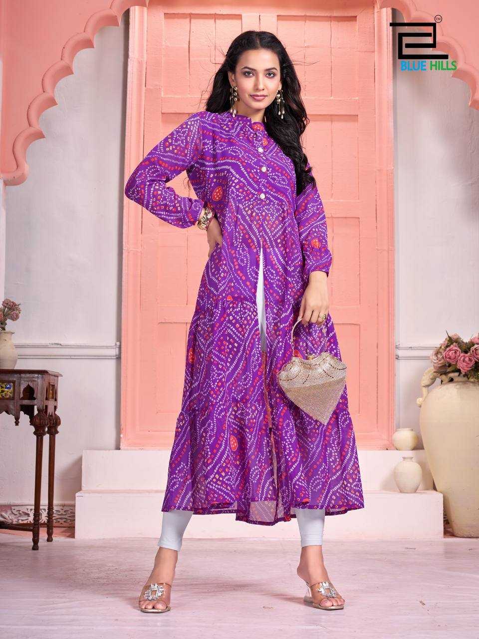 YNF GEORGETTE RIN125 Bandhej WESTERN WEARS WHOLESALE ONE PIECE DRESS MANUFACTURER