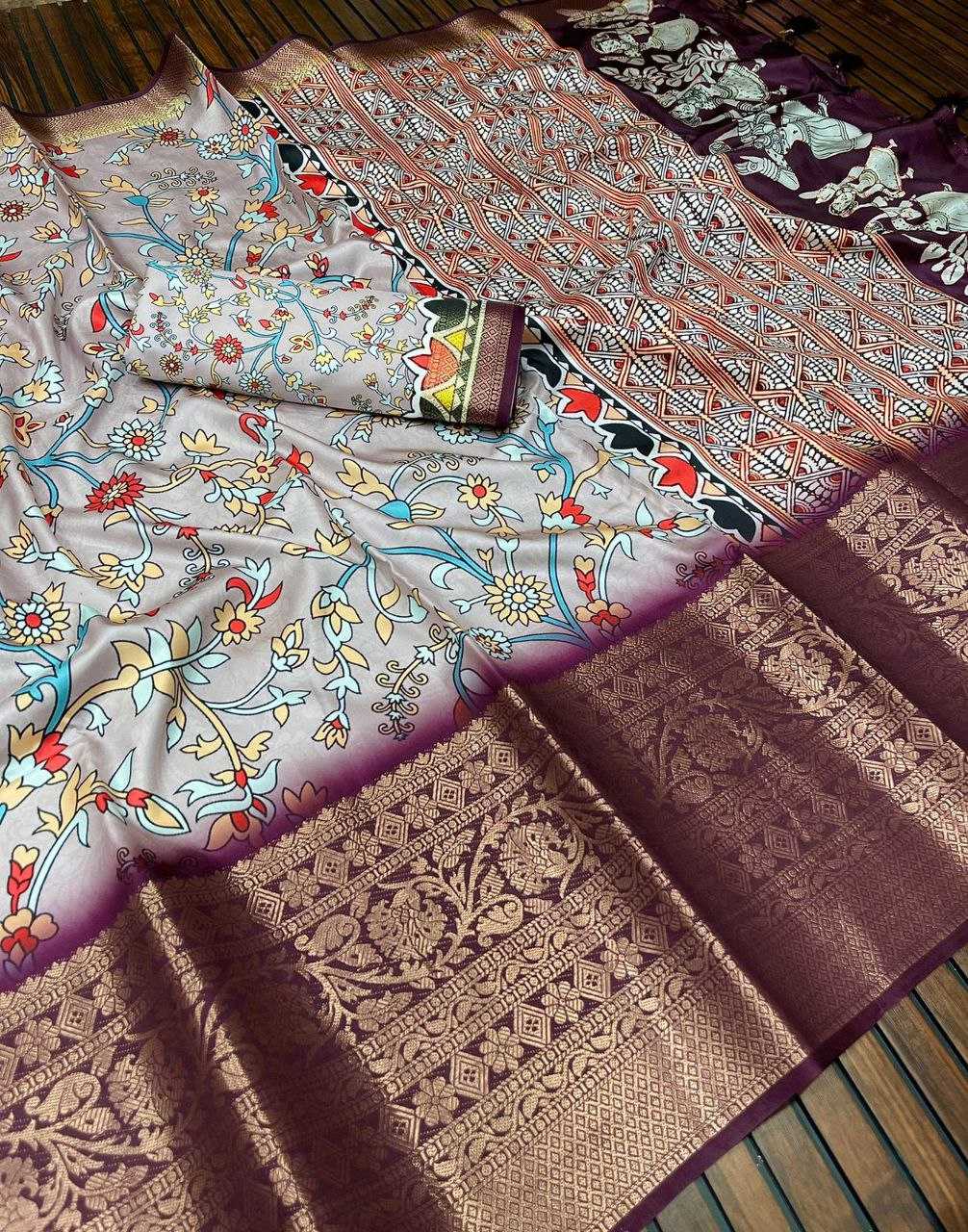 YNF JACQUARD KESH384 518 SAREES WHOLESALE PRINTED KALAMKARI JACQUARD SAREES MANUFACTURER