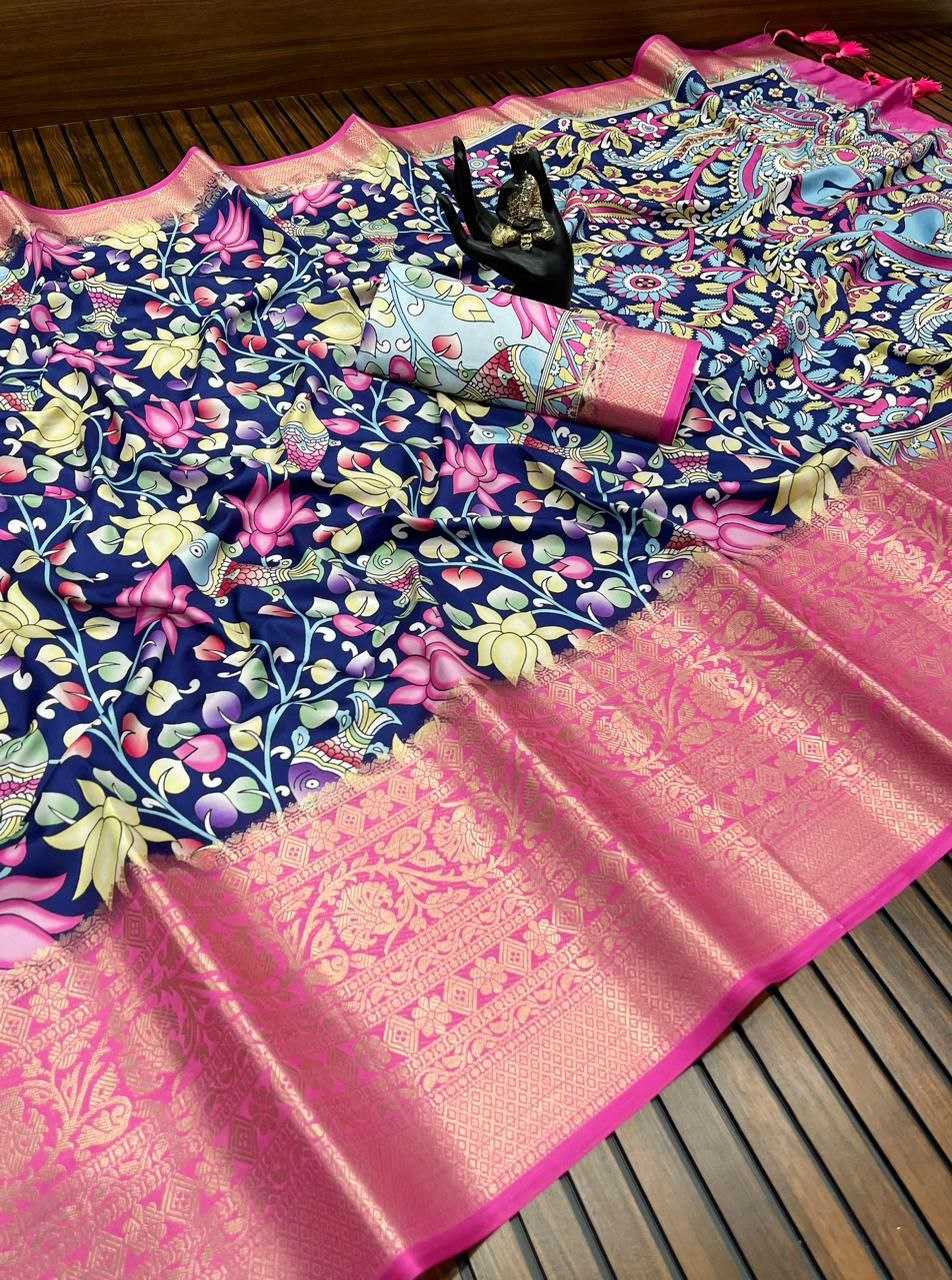 YNF JACQUARD KESH384 518 SAREES WHOLESALE PRINTED KALAMKARI JACQUARD SAREES MANUFACTURER