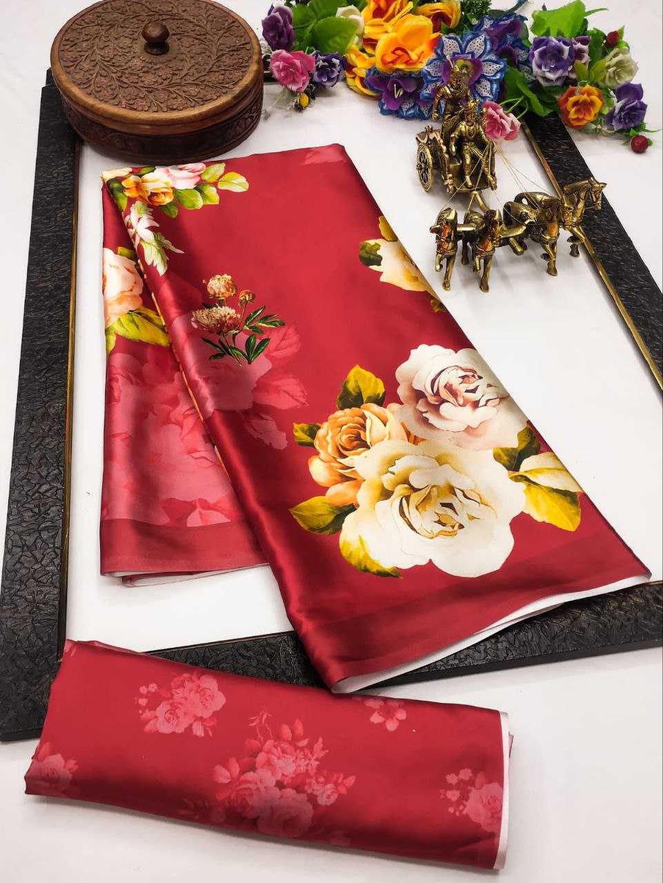 Ynf Japan Sartin KESH254 11 Sarees Wholesale Designer Sarees Printed Sarees Satin Sarees Manufacturer