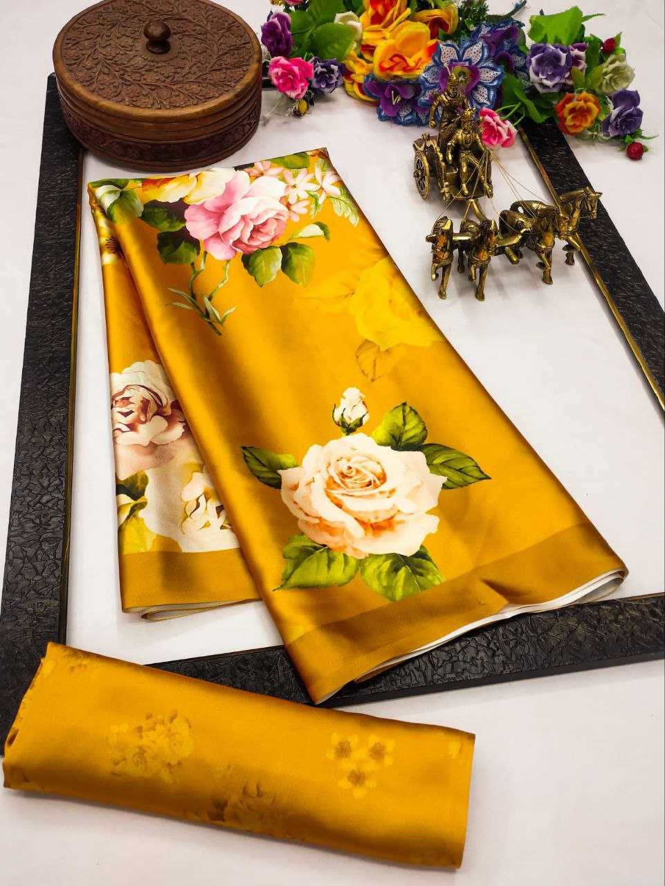 Ynf Japan Sartin KESH254 11 Sarees Wholesale Designer Sarees Printed Sarees Satin Sarees Manufacturer