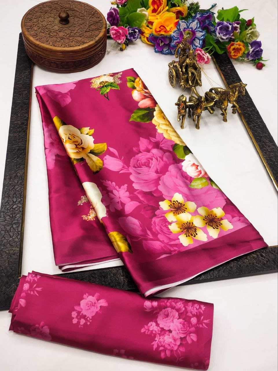 Ynf Japan Sartin KESH254 11 Sarees Wholesale Designer Sarees Printed Sarees Satin Sarees Manufacturer