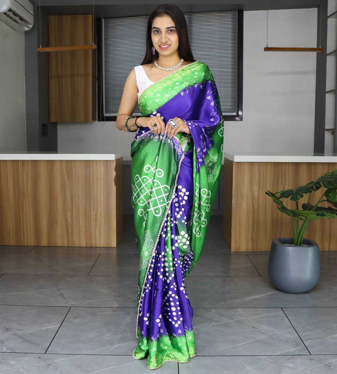 YNF JAPAN SATIN RIN119 002 SAREES WHOLESALE SATIN PRINTED BANDHANI SAREES MANUFACTURER