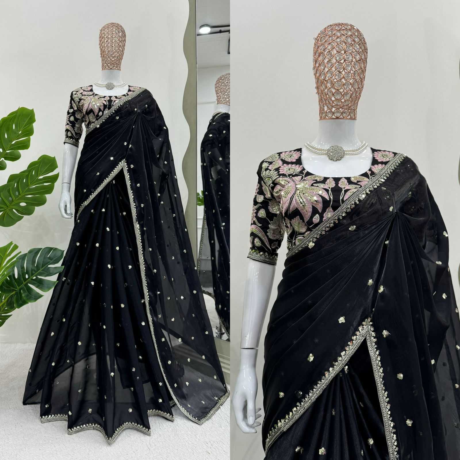 YNF JIMMY CHOO KESH313 STC15 SAREES WHOLESALE JIMMY CHOO EMBROIDERED SEQUINS WORK SAREES MANUFACTURER