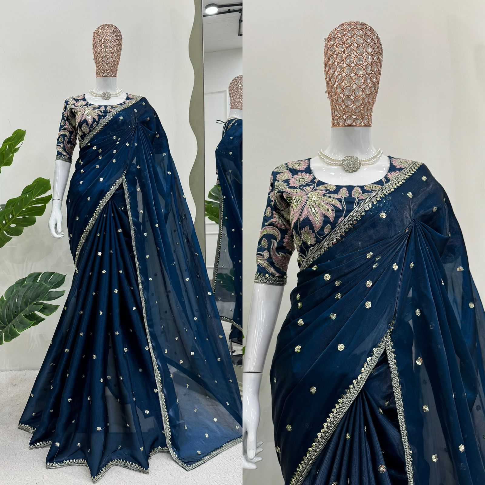 YNF JIMMY CHOO KESH313 STC15 SAREES WHOLESALE JIMMY CHOO EMBROIDERED SEQUINS WORK SAREES MANUFACTURER