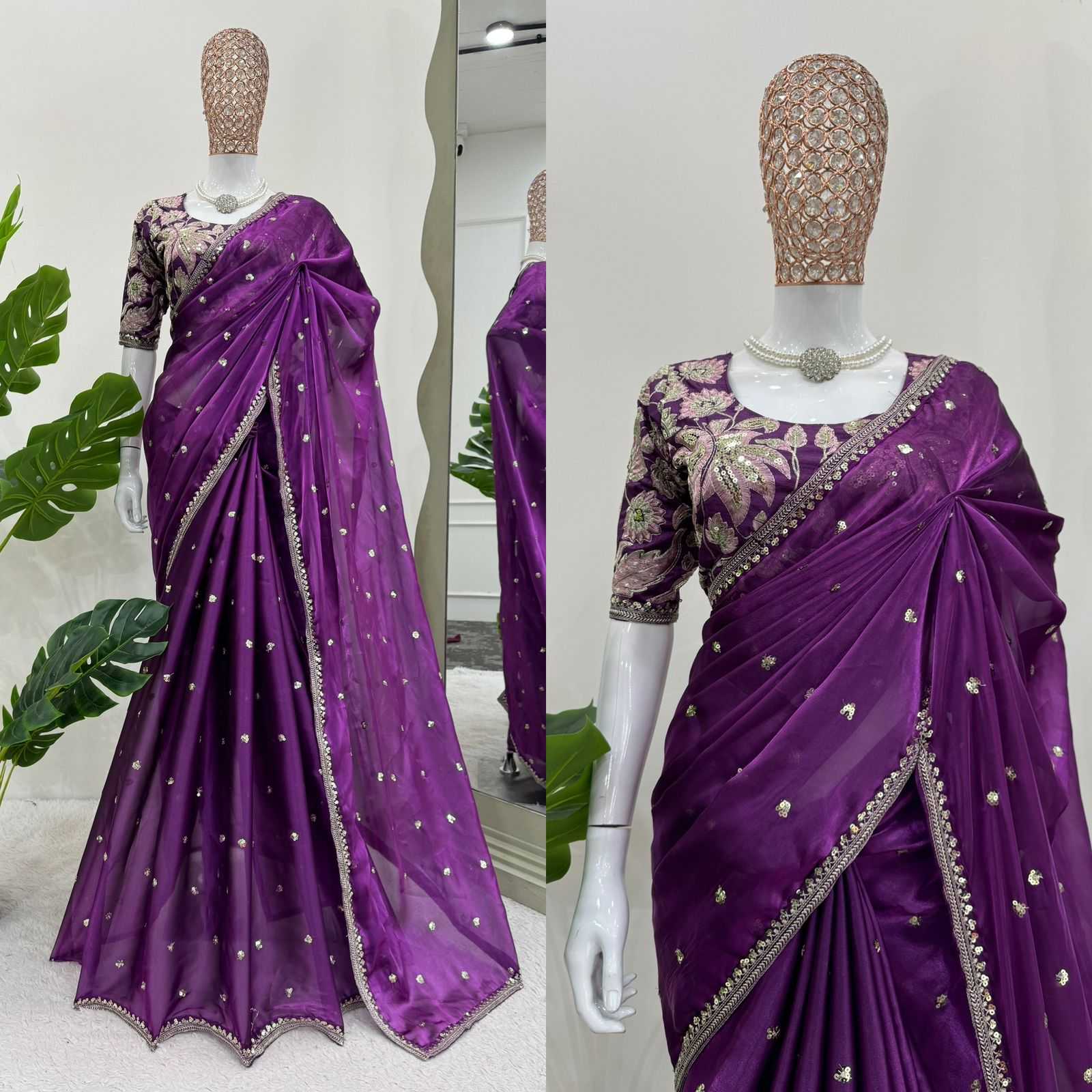 YNF JIMMY CHOO KESH313 STC15 SAREES WHOLESALE JIMMY CHOO EMBROIDERED SEQUINS WORK SAREES MANUFACTURER