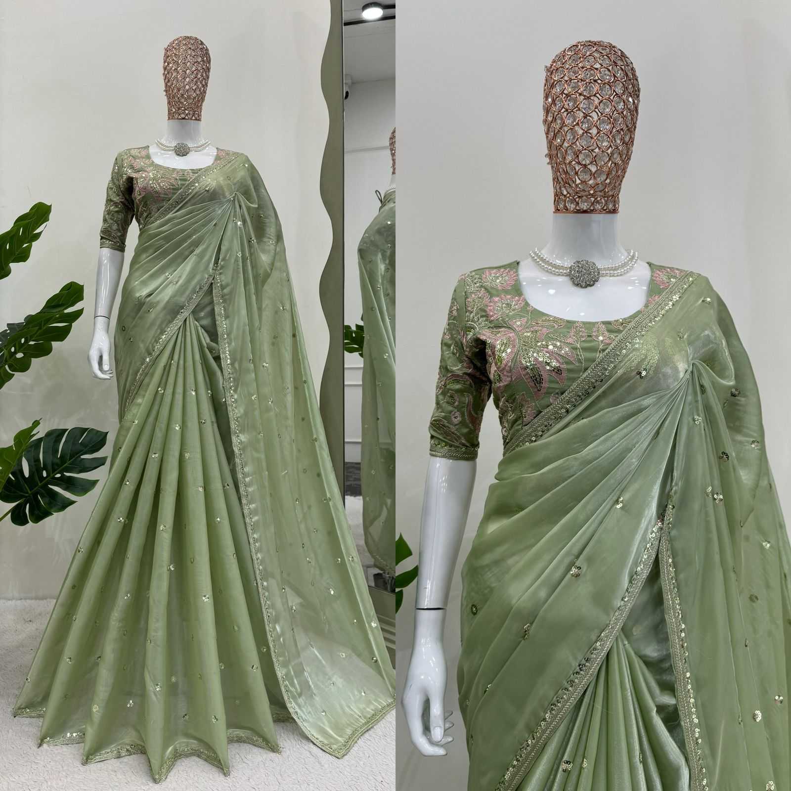 YNF JIMMY CHOO KESH313 STC15 SAREES WHOLESALE JIMMY CHOO EMBROIDERED SEQUINS WORK SAREES MANUFACTURER