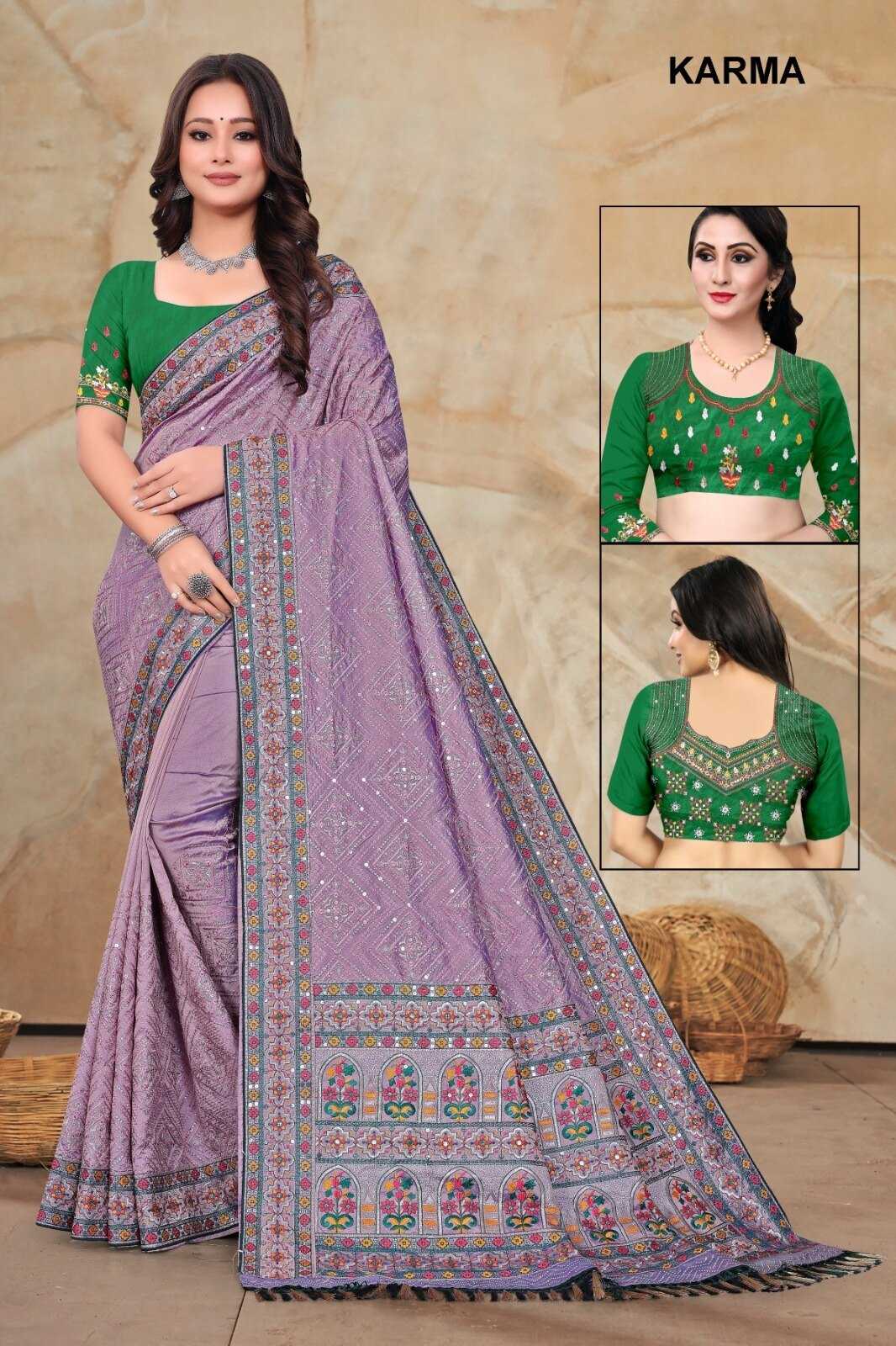 YNF KANCHIPURAM SILK KESH114 KARMA SAREES WHOLESALE KANCHIPURAM KASHMIRI EMBROIDERED STONE WORK SAREES MANUFACTURER