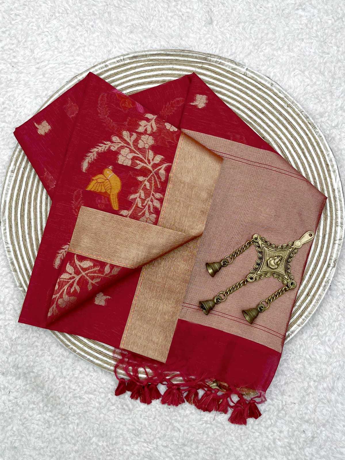 YNF LINEN KESH171 RIS18 SILK SAREE WHOLESALE TRADITIONAL LINEN JAMDANI SILK SAREE MANUFACTURER